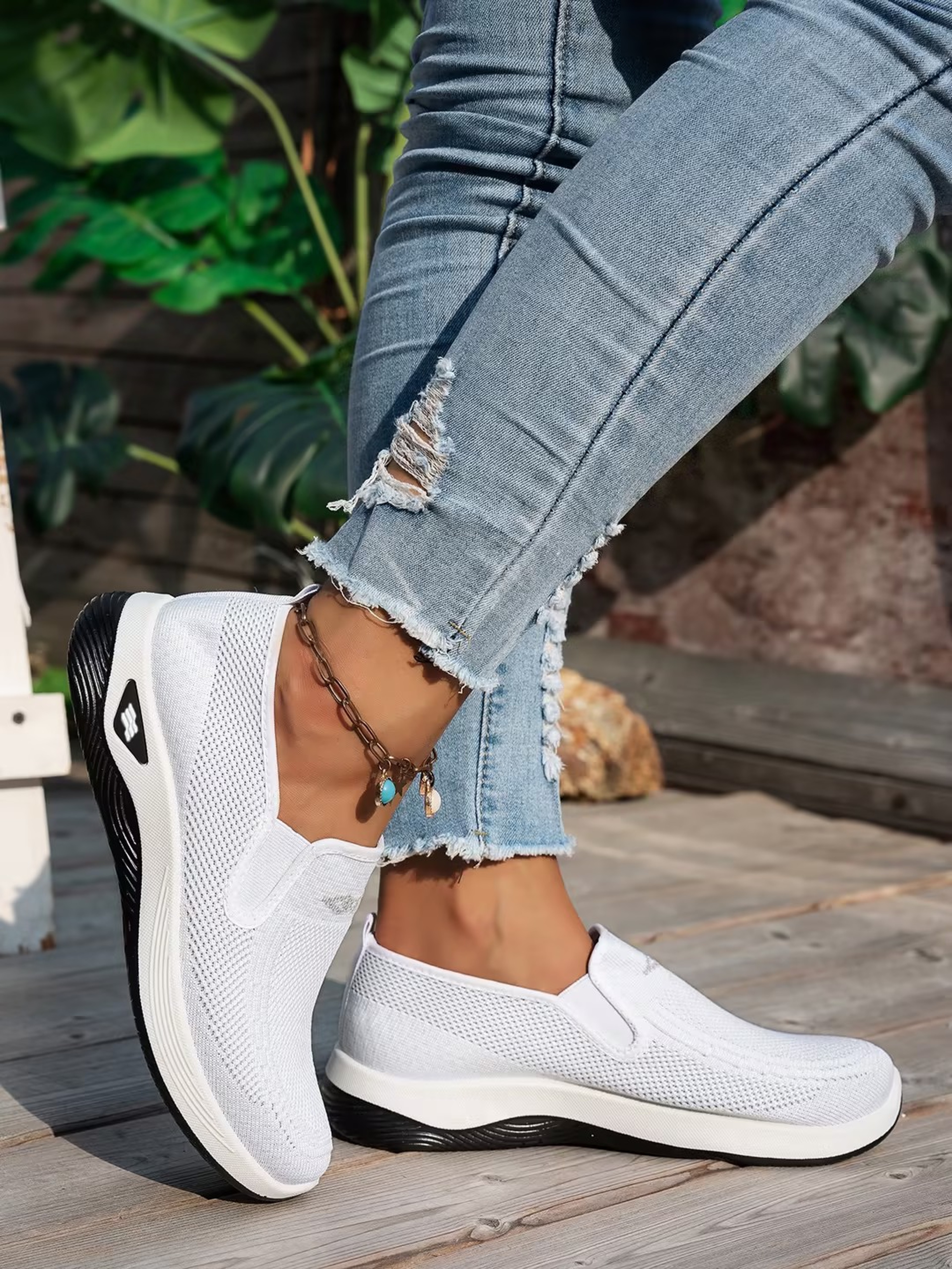 Womens Casual Slip On Shoes Breathable Mesh Lined Low Heel Walking Shoes – view 11