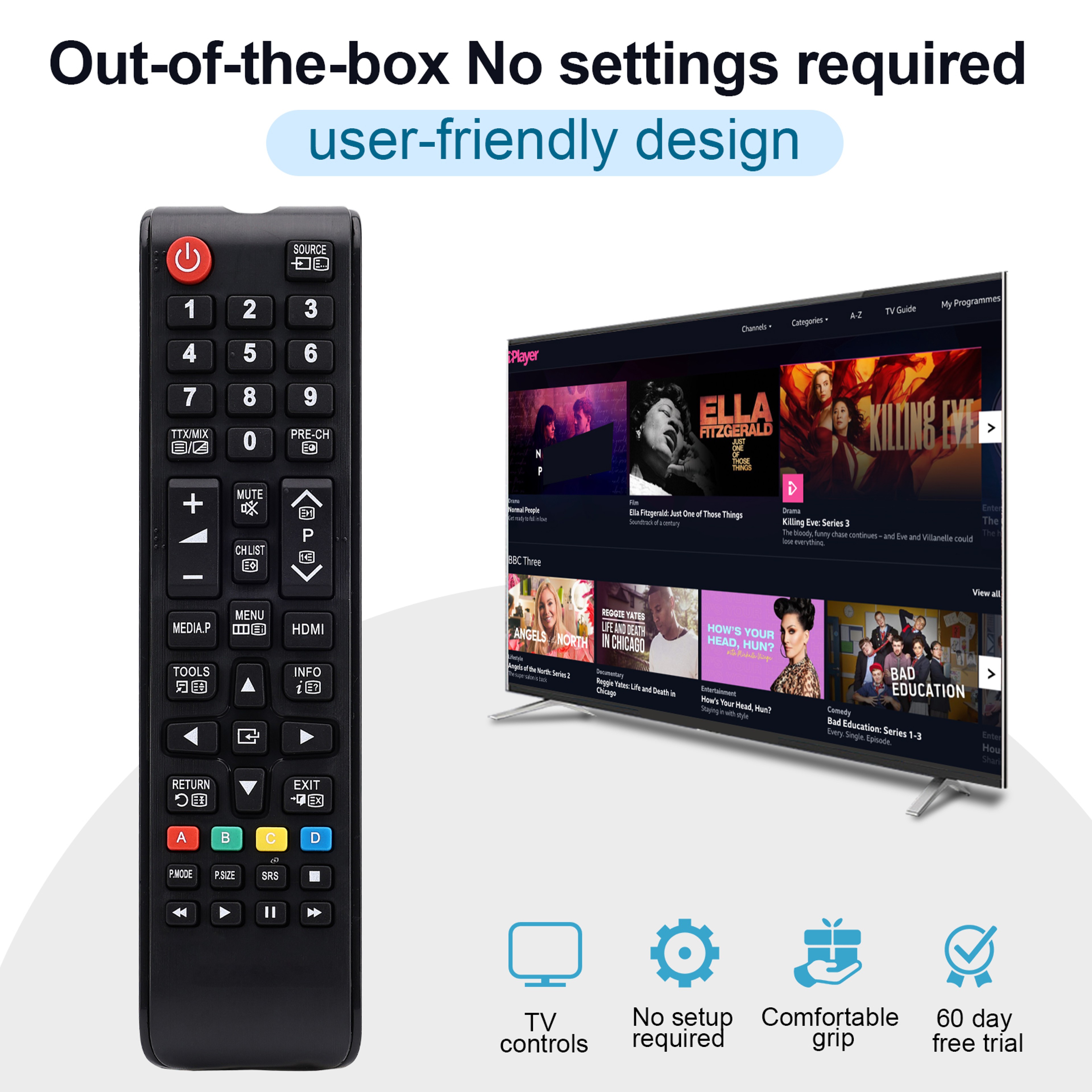Universal Replacement Remote Control for Samsung Smart TVs Infrared TV Controller – view 1
