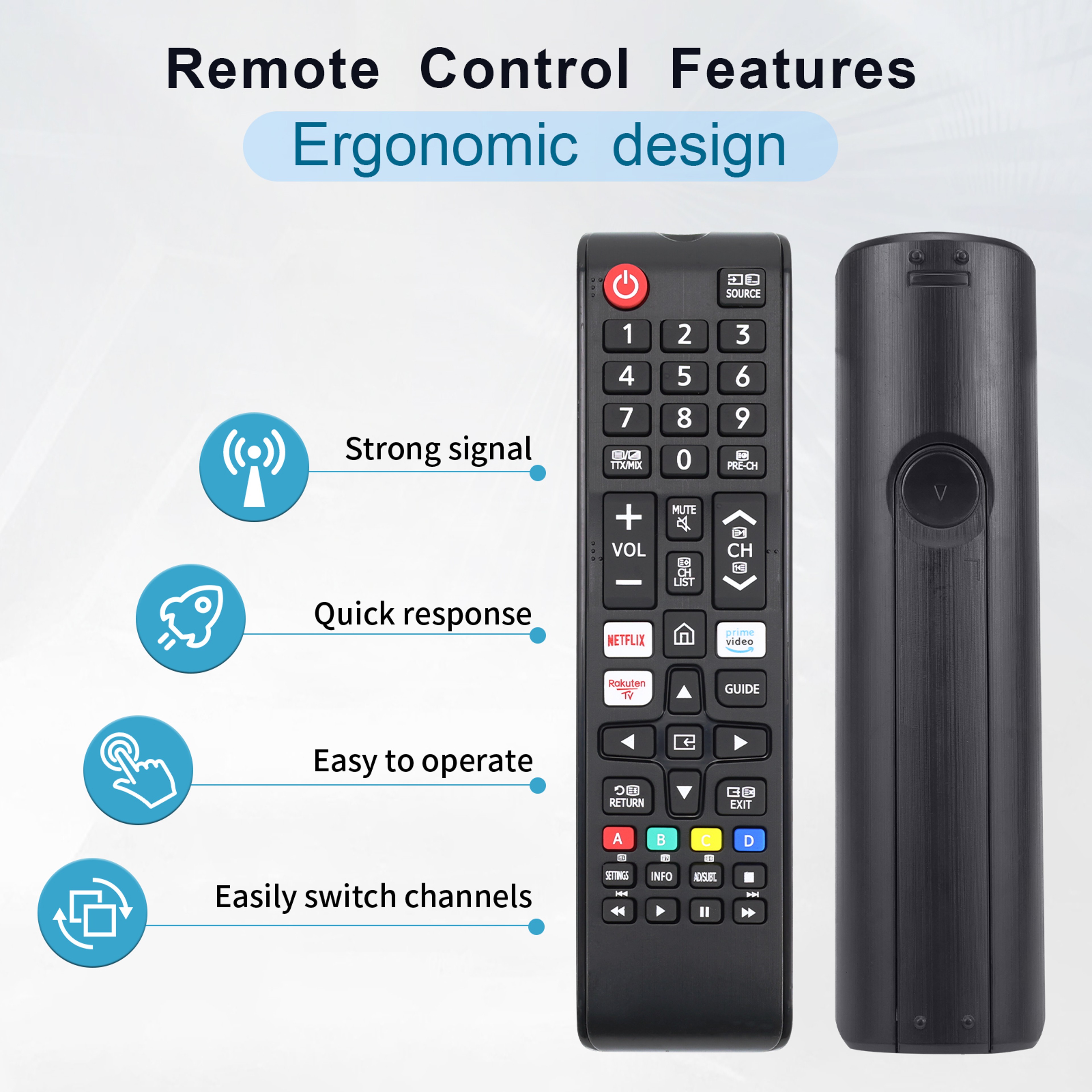Replacement Remote Control for Samsung Smart TVs IR Remote – view 3