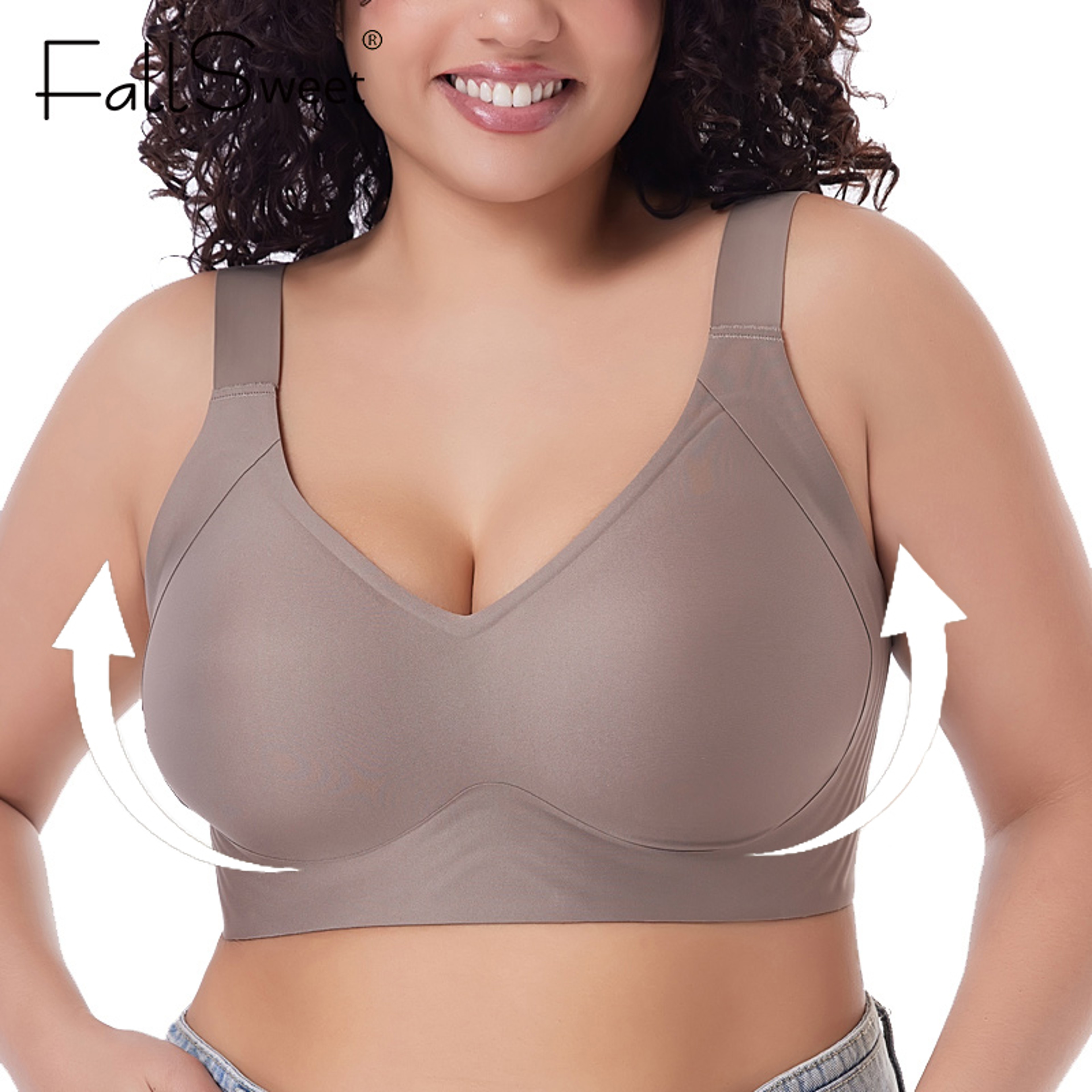 Womens Seamless Push Up Bra Wireless Plus Size Bralette with Adjustable Straps – view 1