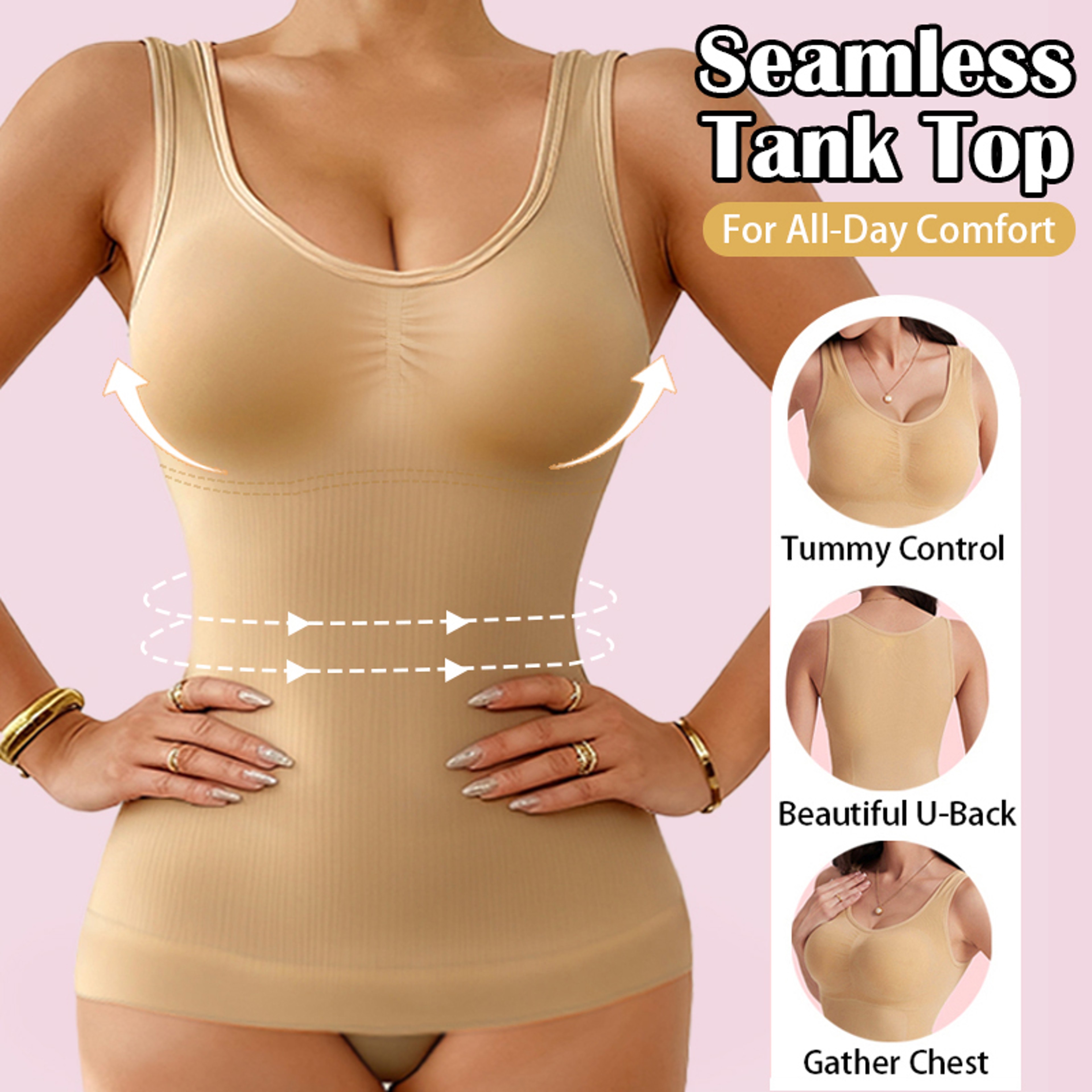 Womens Tummy Control Shapewear Tank Top with Padded Bra Body Shaper – view 5