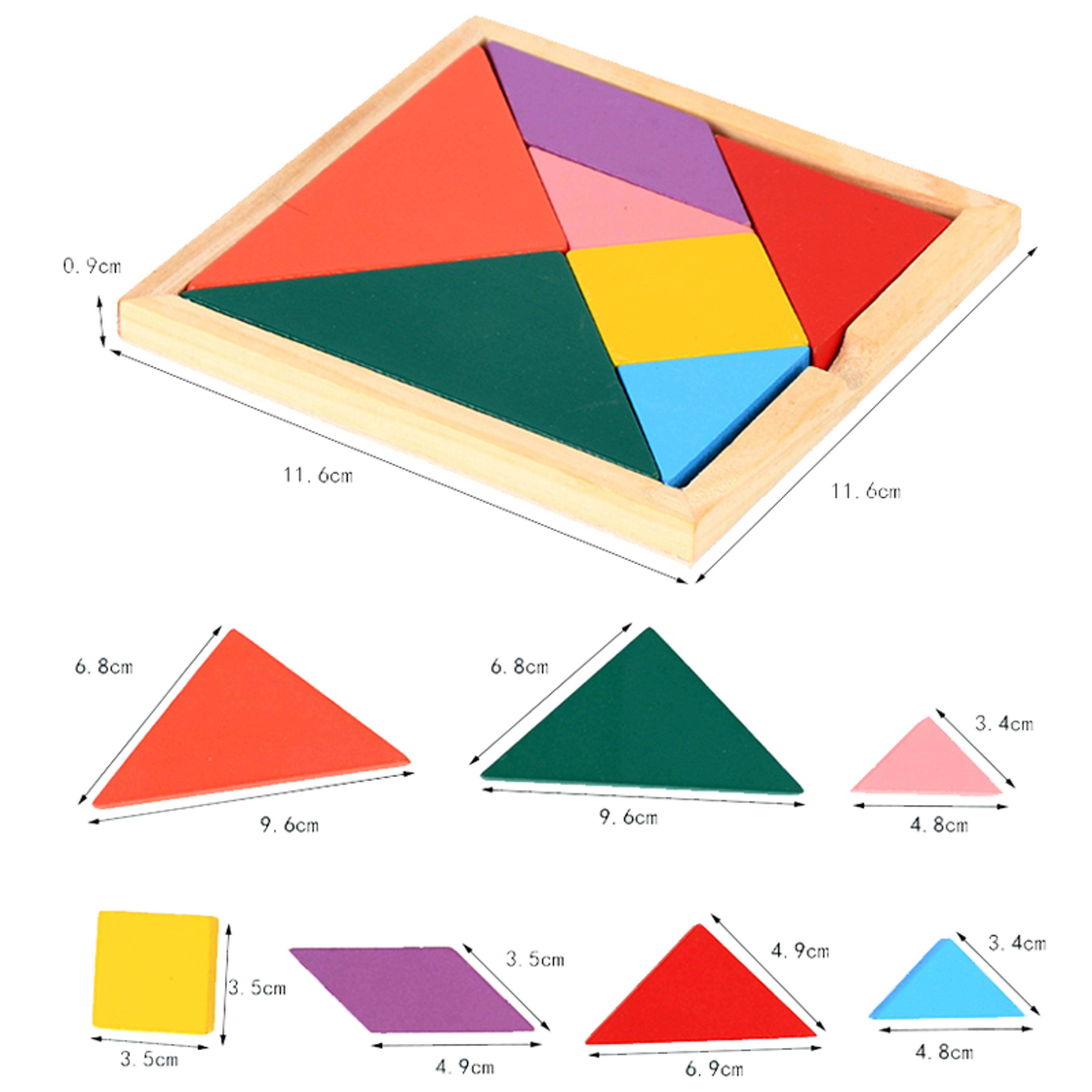 Wooden Tangram Puzzle Colorful Brain Teaser and Educational Jigsaw Toy – view 9