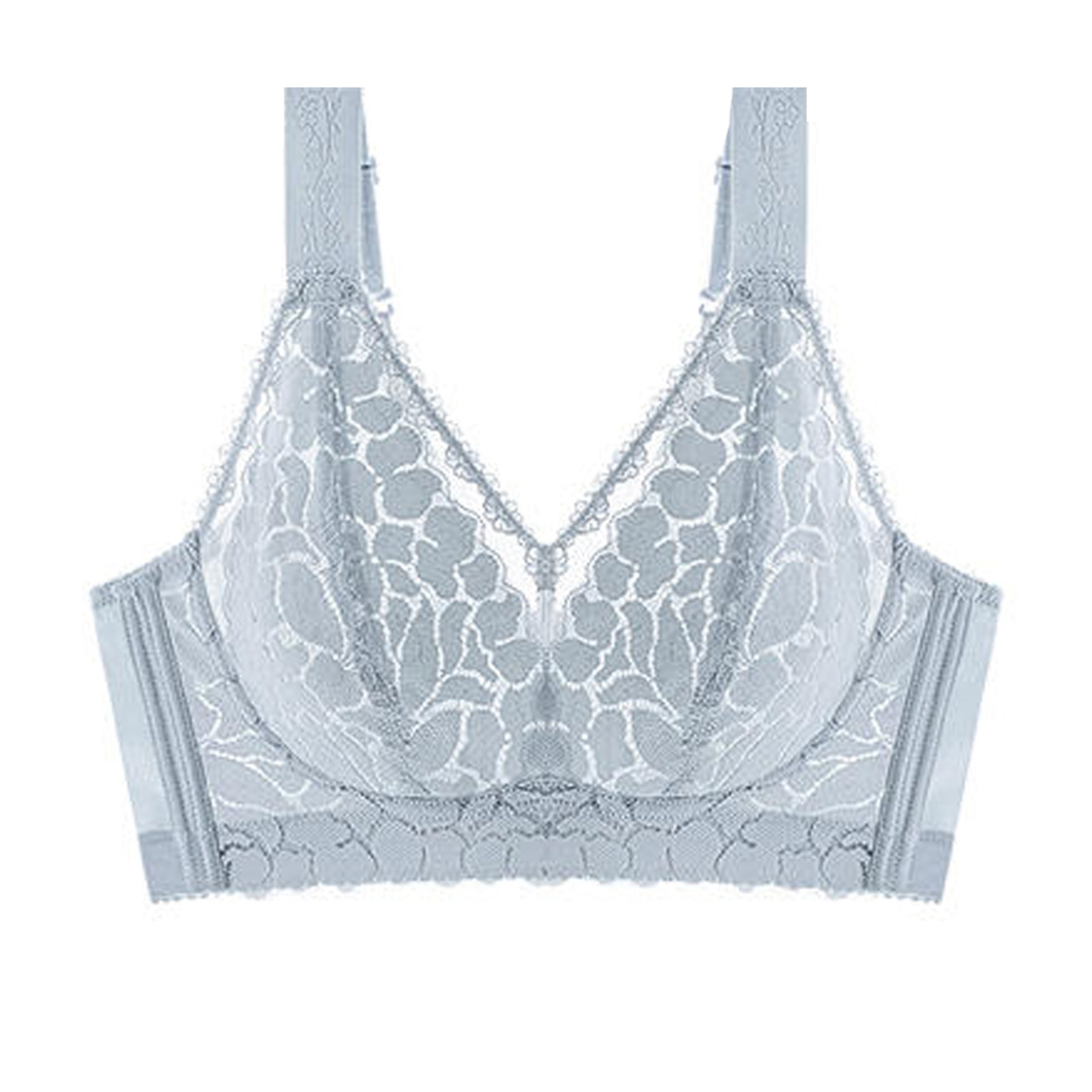 Womens Plus Size Wireless Full Coverage Bra with Lace and Adjustable Straps – view 7