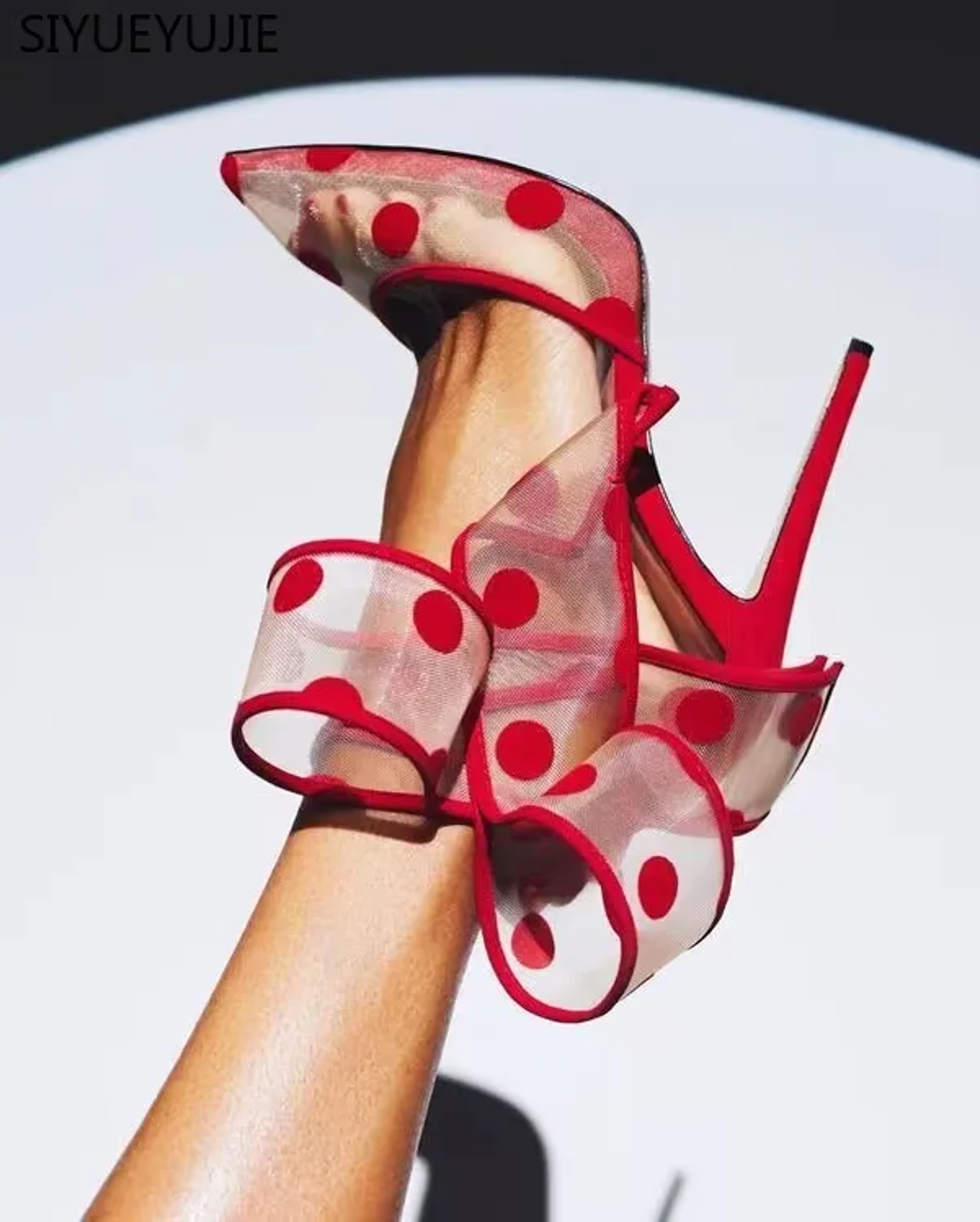 Womens Pointed Toe Stiletto Pumps With Ankle Strap And Bow Detail 1