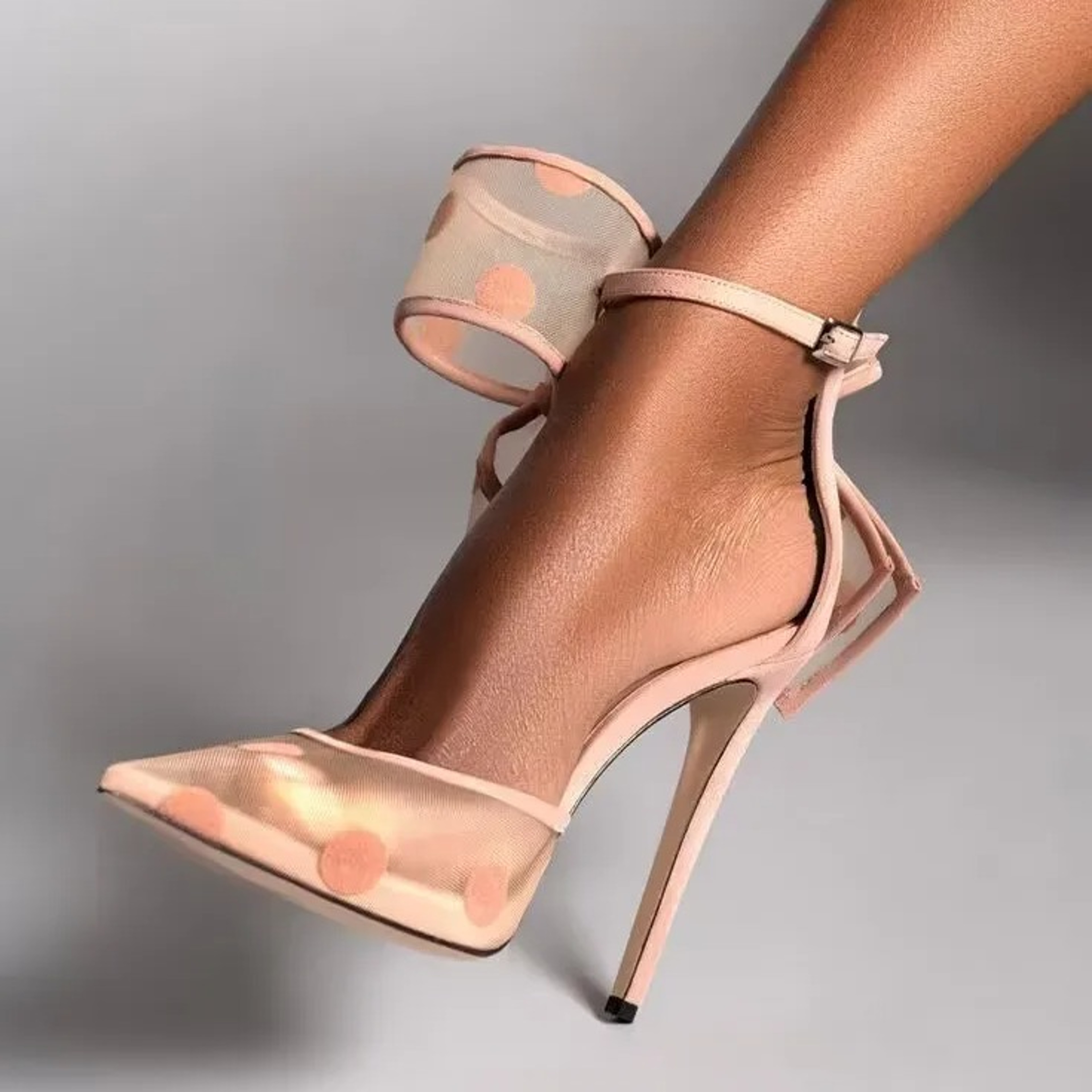 Womens Pointed Toe Stiletto Pumps with Ankle Strap and Bow Detailjpg