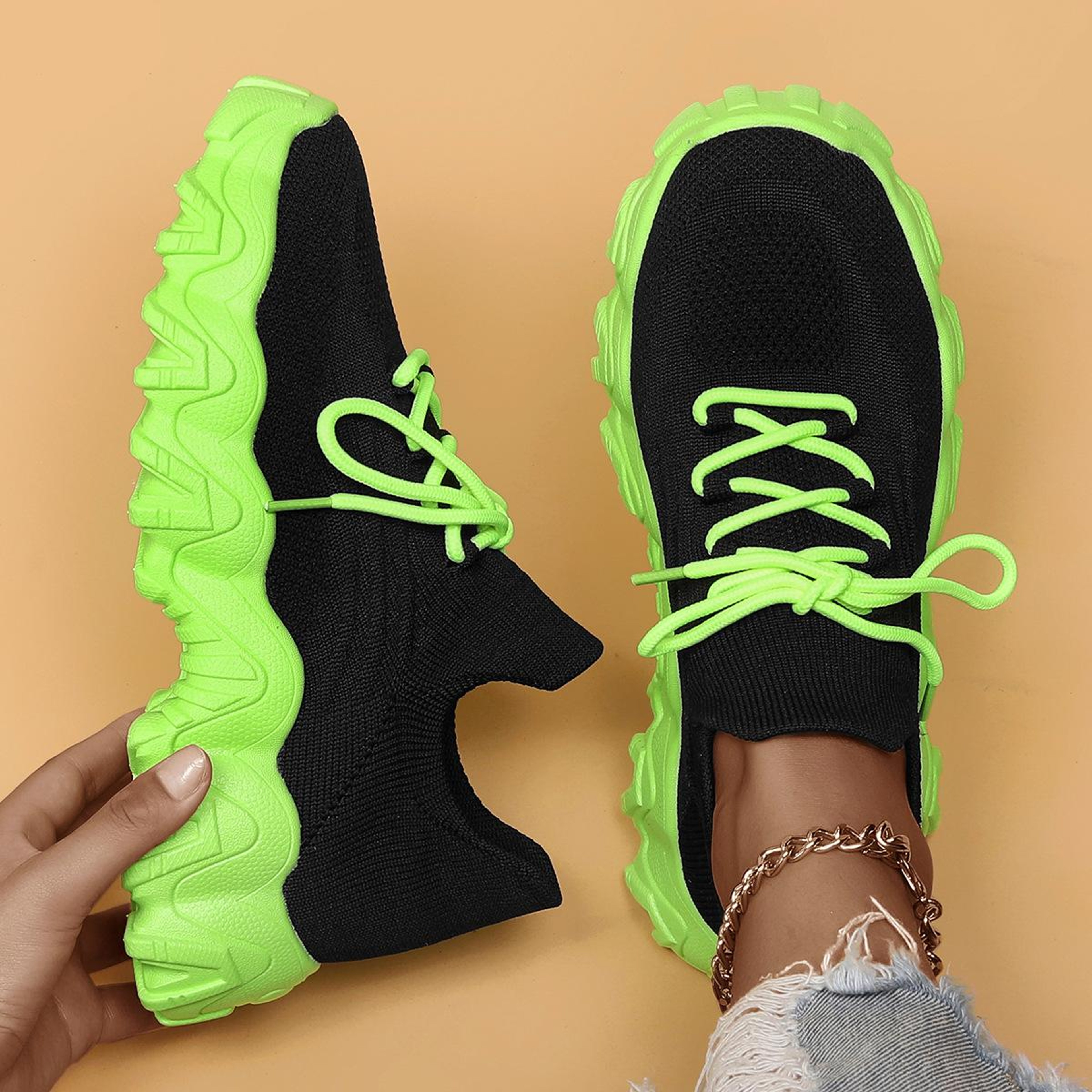 Womens Pink Breathable Mesh Sneakers with Lace Up Design – view 12
