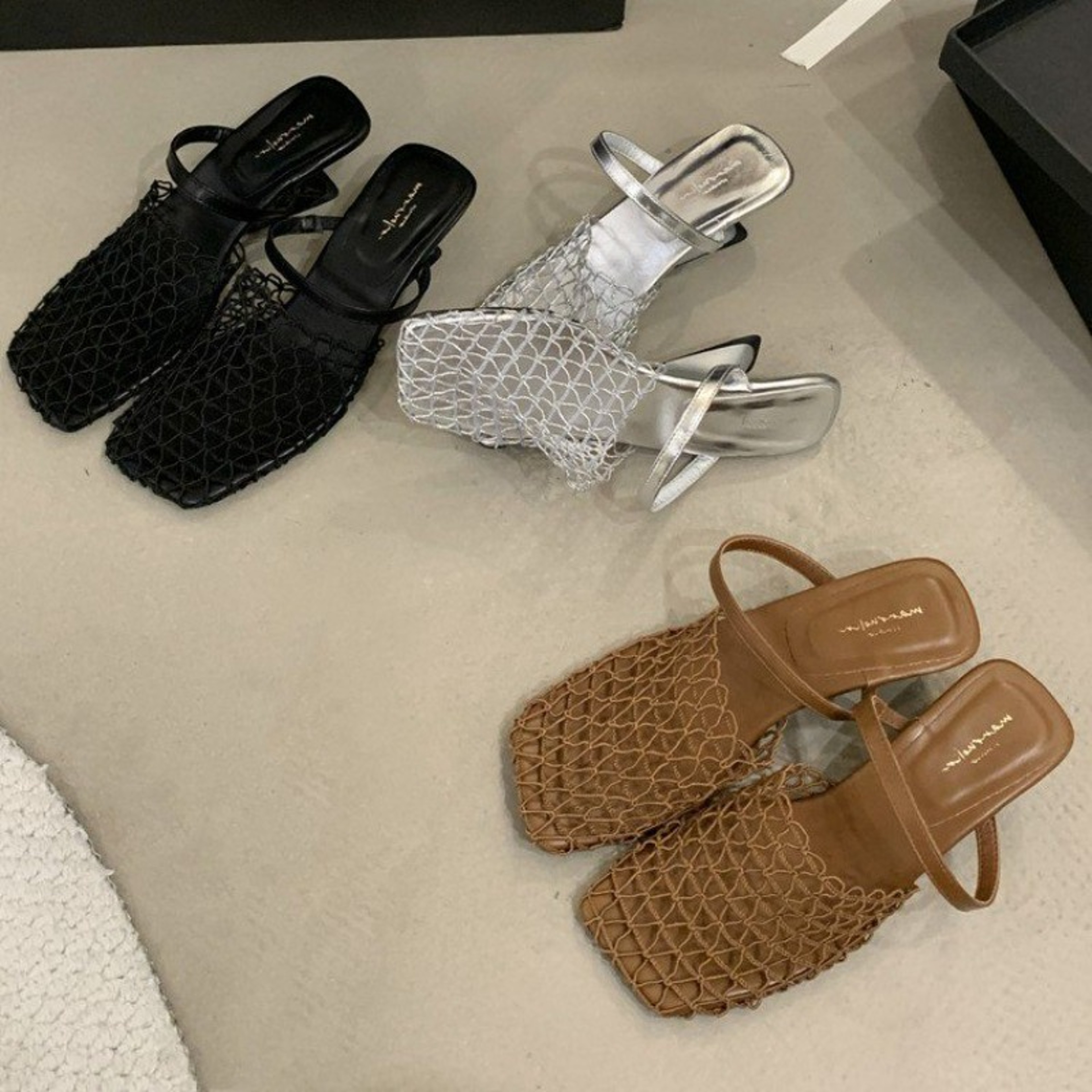 Womens Woven Mesh High Heel Sandals with Square Toe and Slingback Strap – view 2