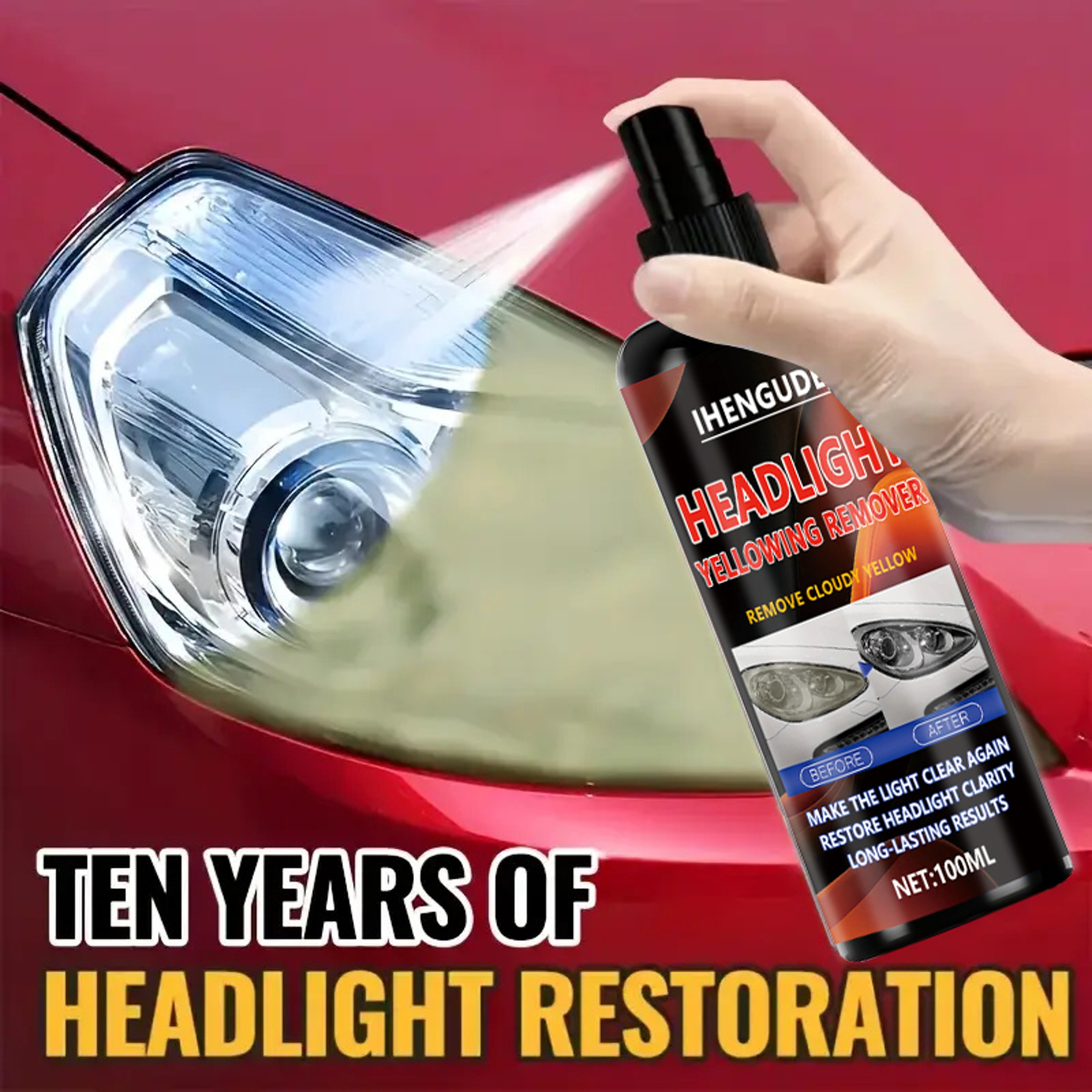 Car Headlight Restorer Fluid for Scratch Fogging and Yellowing Repair – view 1