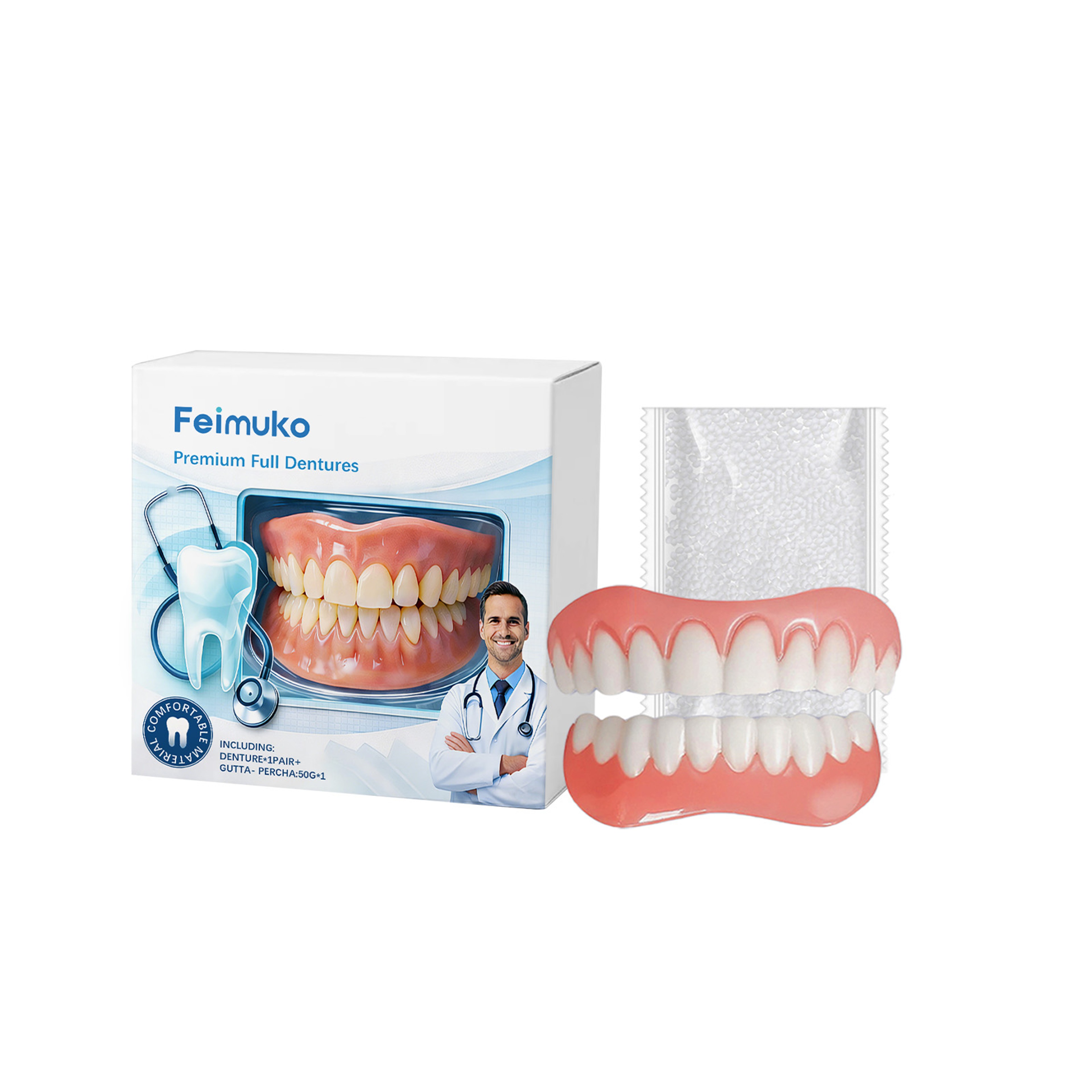 Adjustable Snap On Dentures For Adults Portable Cosmetic Fake Teeth Set 1