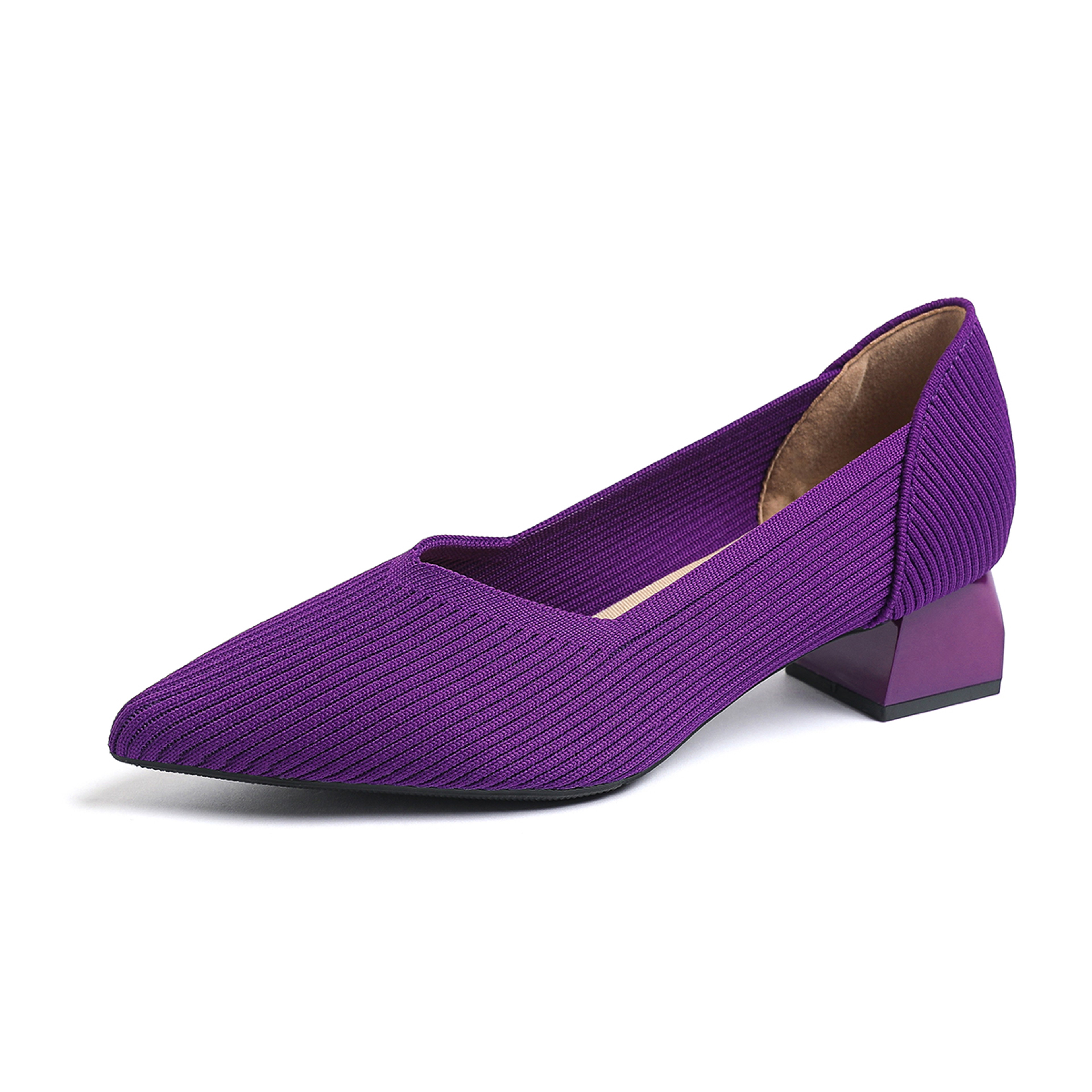 Womens Pointed Toe Slingback Pumps with Breathable Cotton Upper and Square Heels – view 10