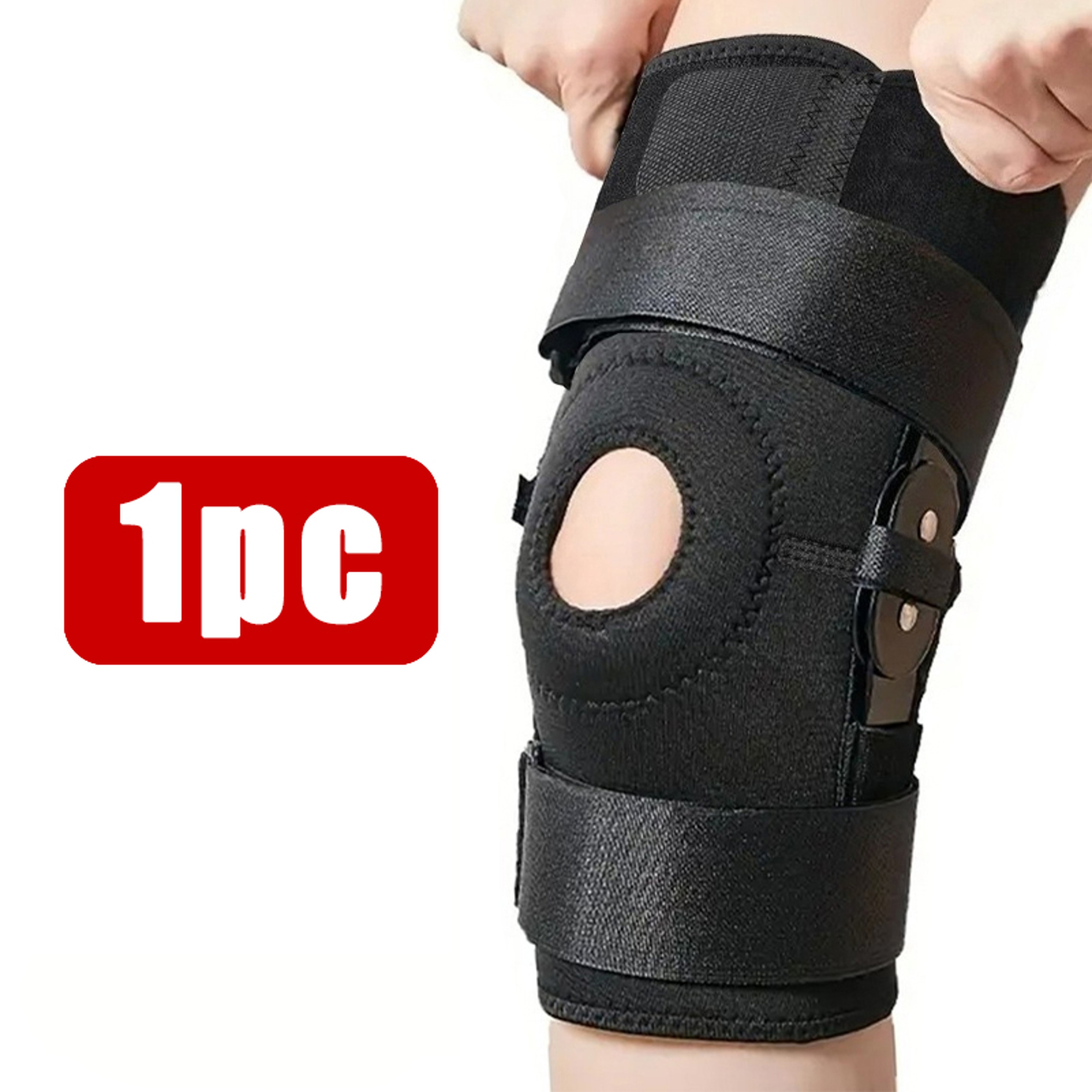 Hinged Knee Brace with Adjustable Strap and Removable Steel Splint Support – view 7