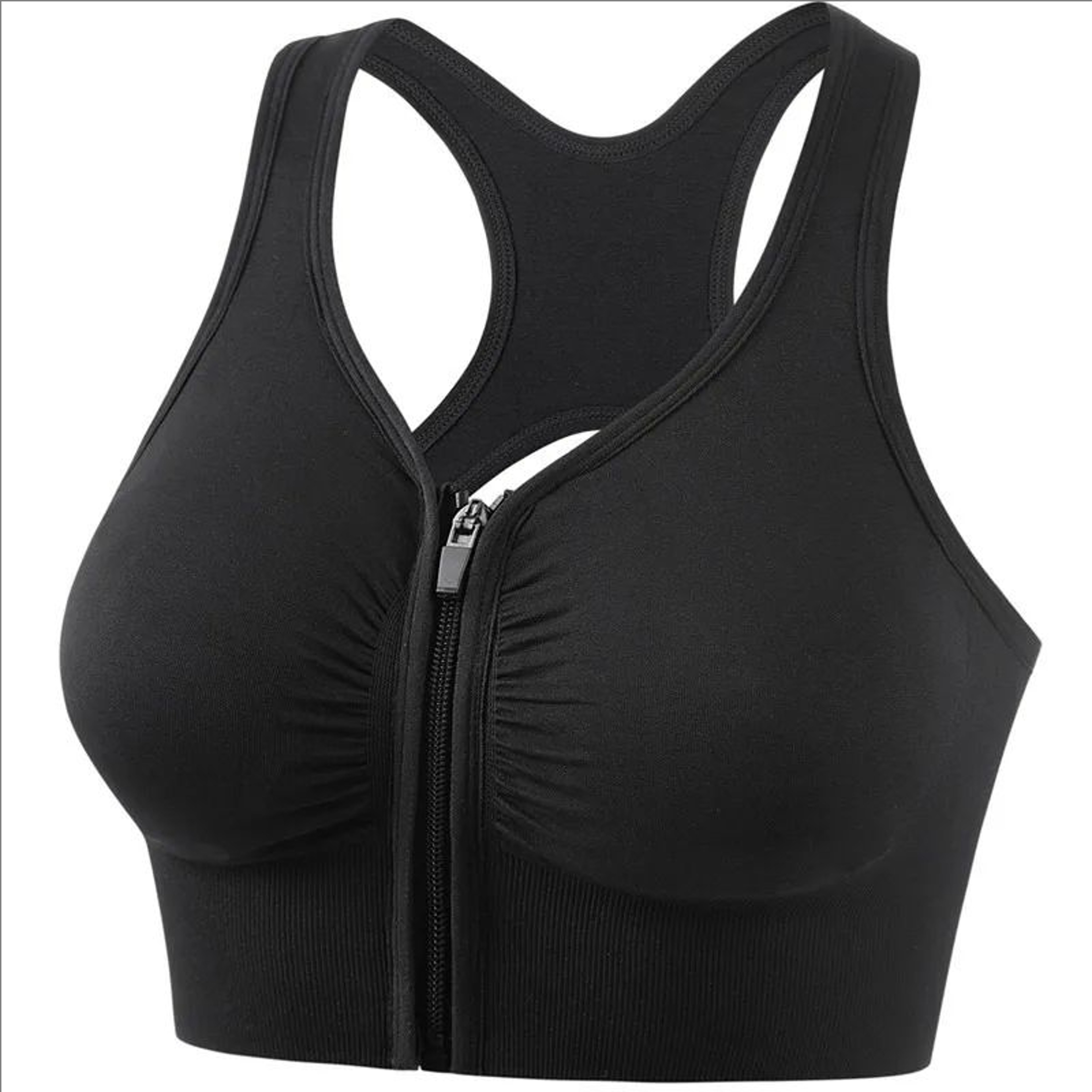 Womens Zip Front Sports Bra with Breathable Nylon for Running and Yoga – view 8