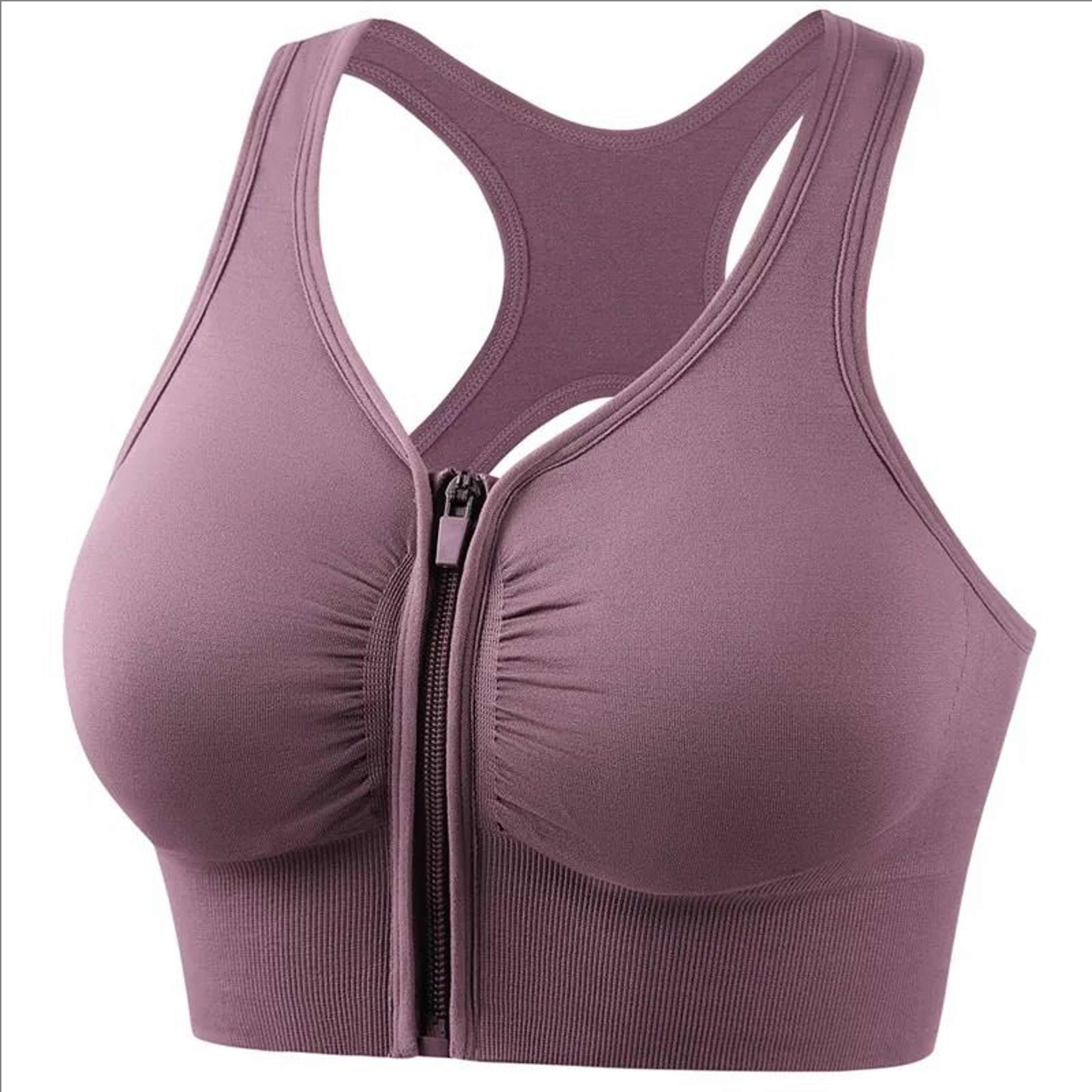 Womens Zip Front Sports Bra with Breathable Nylon for Running and Yoga – view 10