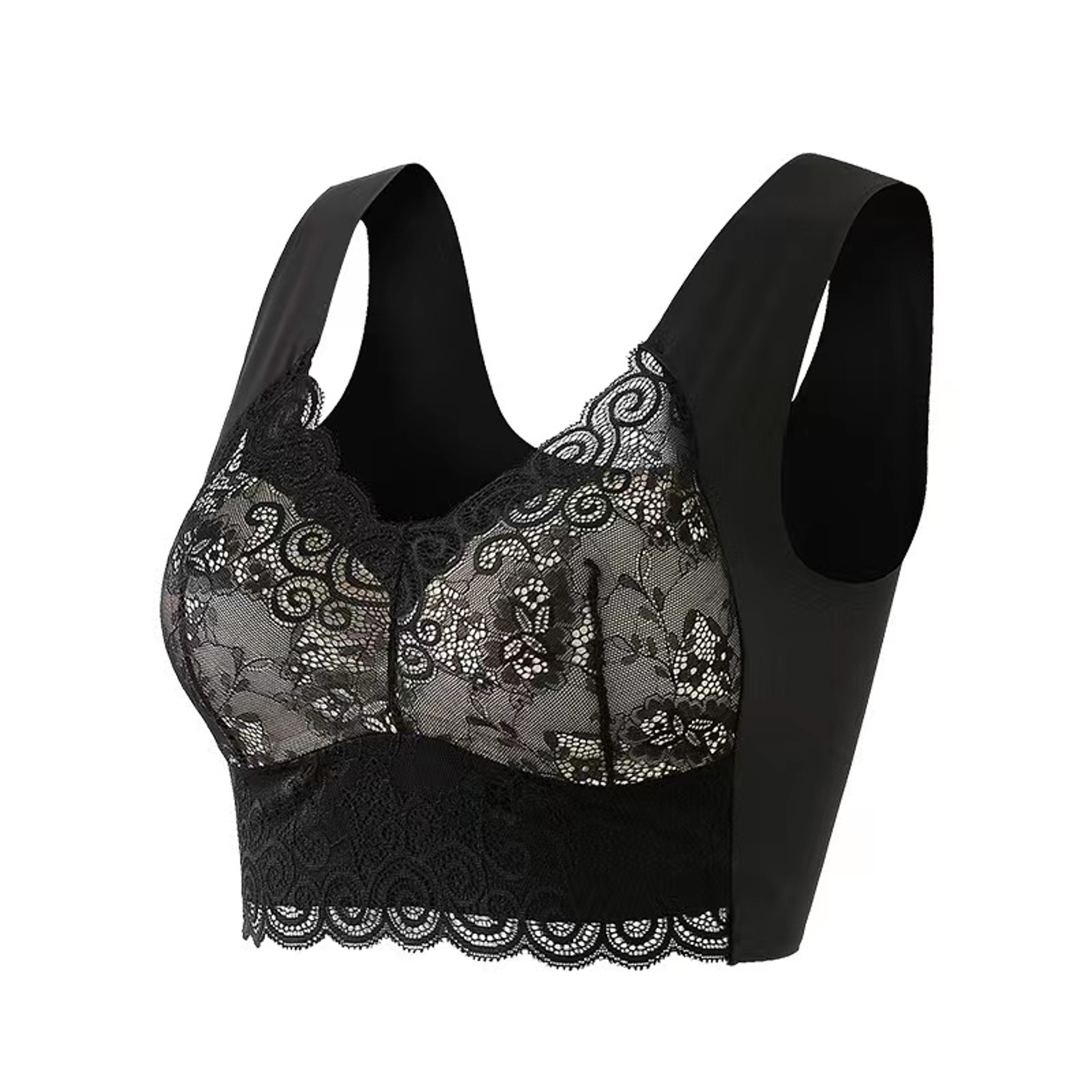 Womens Seamless Wire Free Push Up Bra with Side Support and Lace Detail – view 11