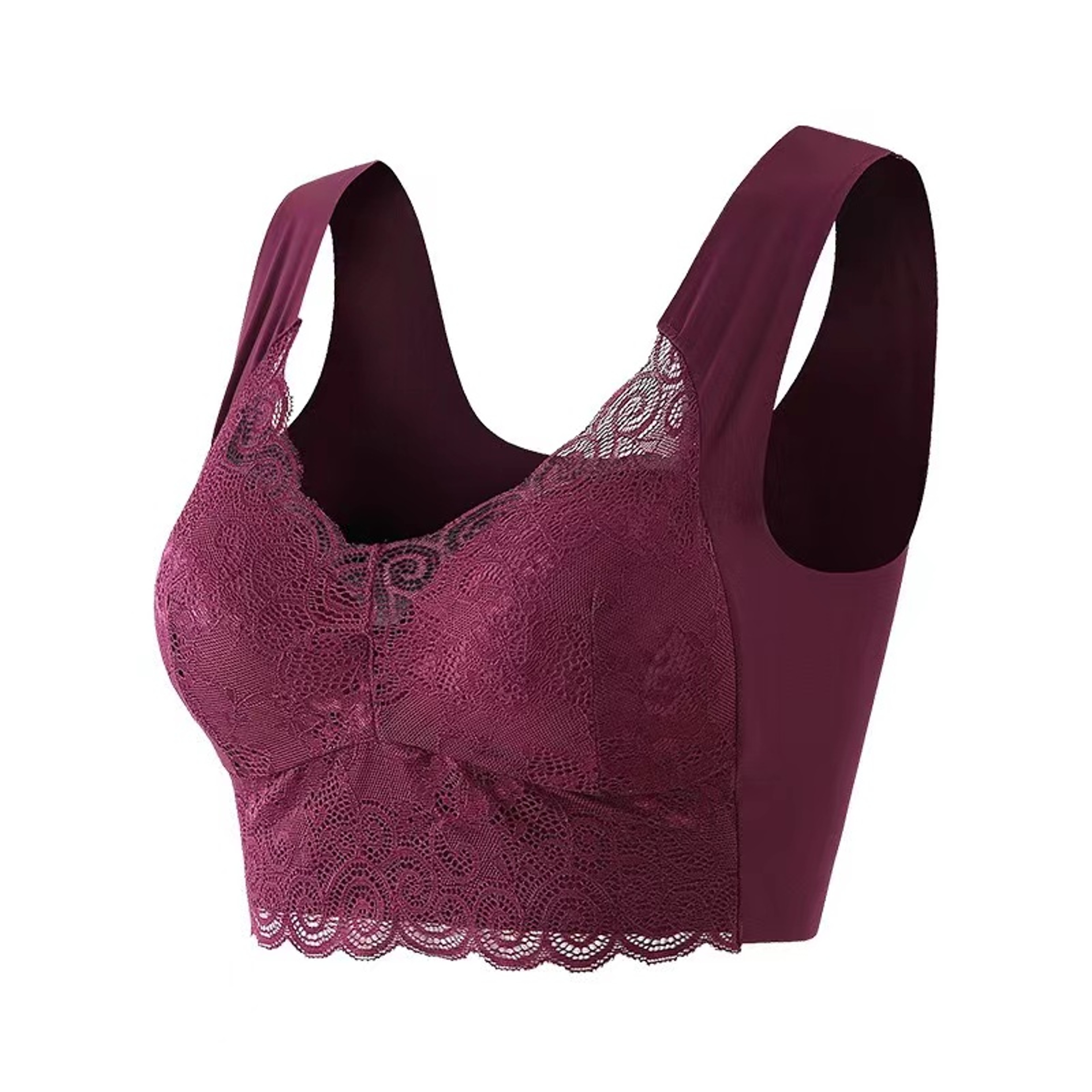 Womens Seamless Wire Free Push Up Bra with Side Support and Lace Detail – view 10