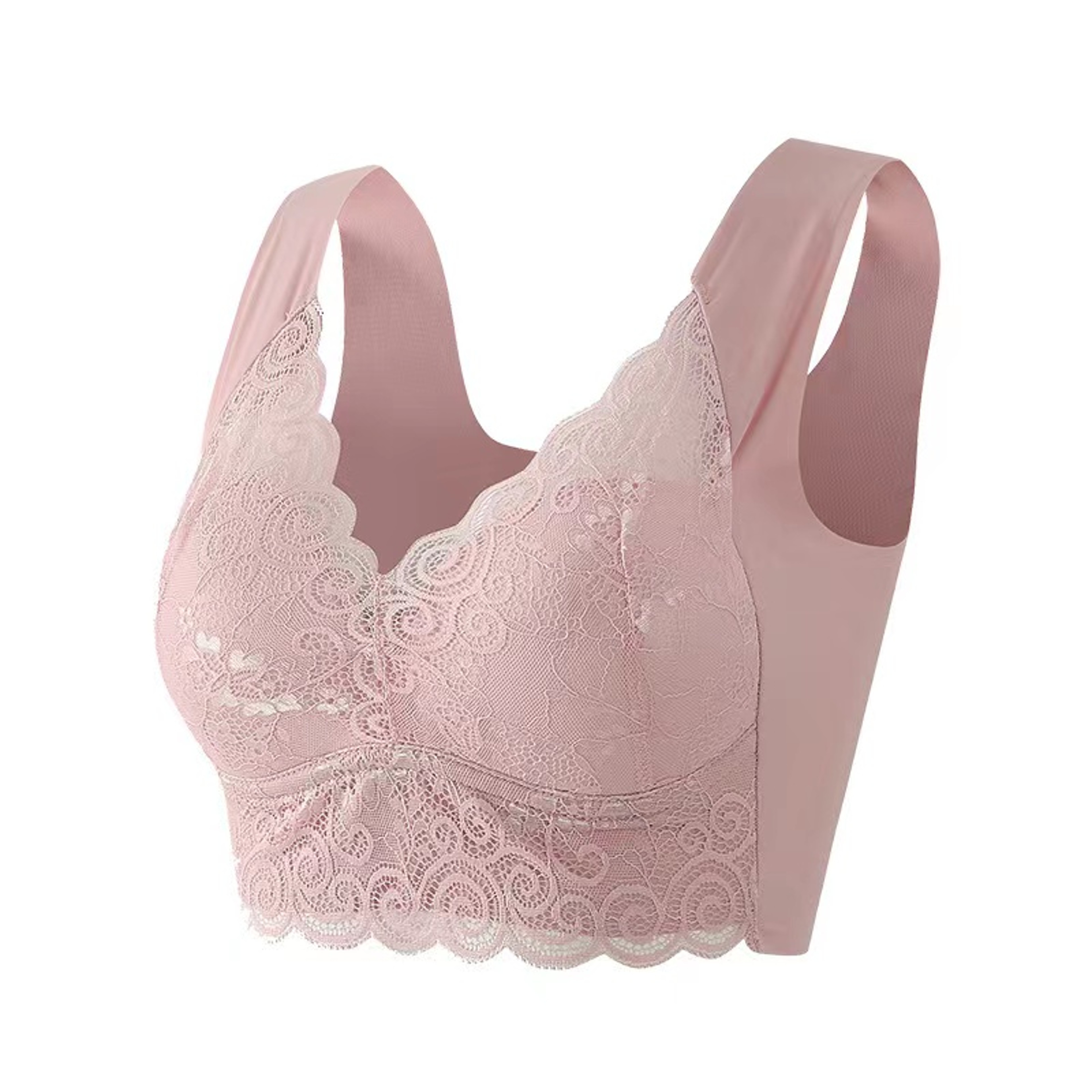 Womens Seamless Wire Free Push Up Bra with Side Support and Lace Detail – view 12