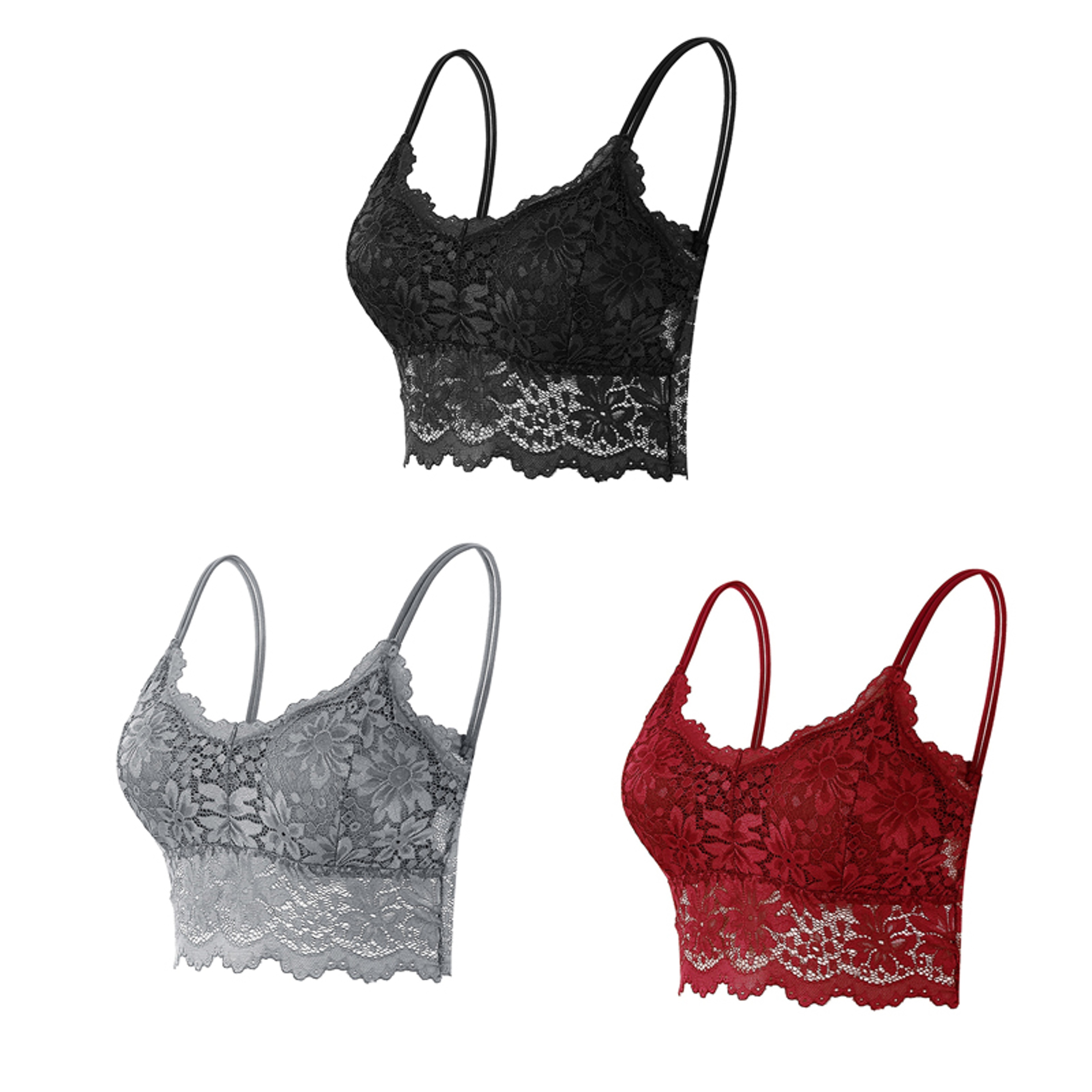 Three Pack Womens Wireless Lace Bralette Set With Padded Cups And Seamless Design 19