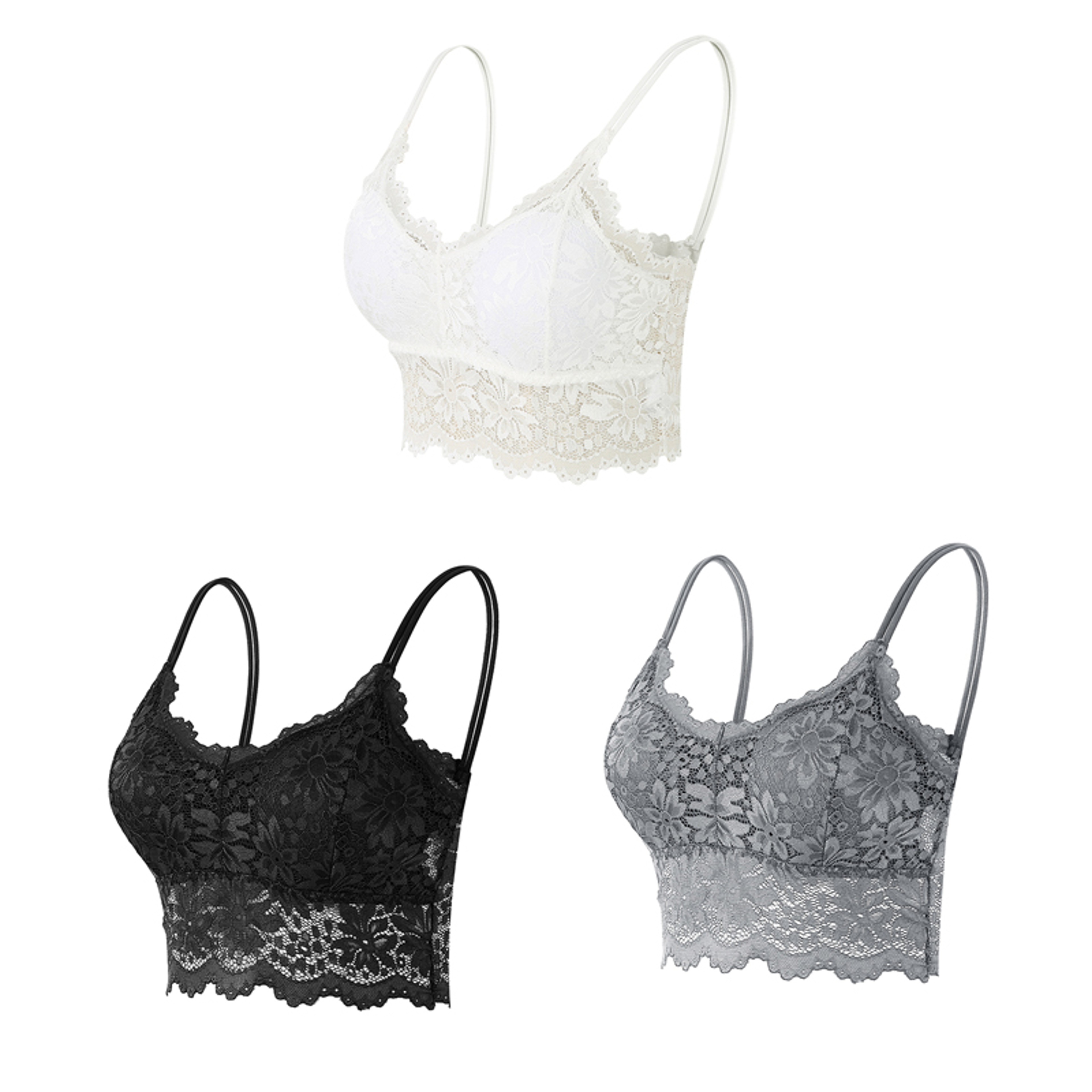 Three Pack Womens Wireless Lace Bralette Set With Padded Cups And Seamless Design 20