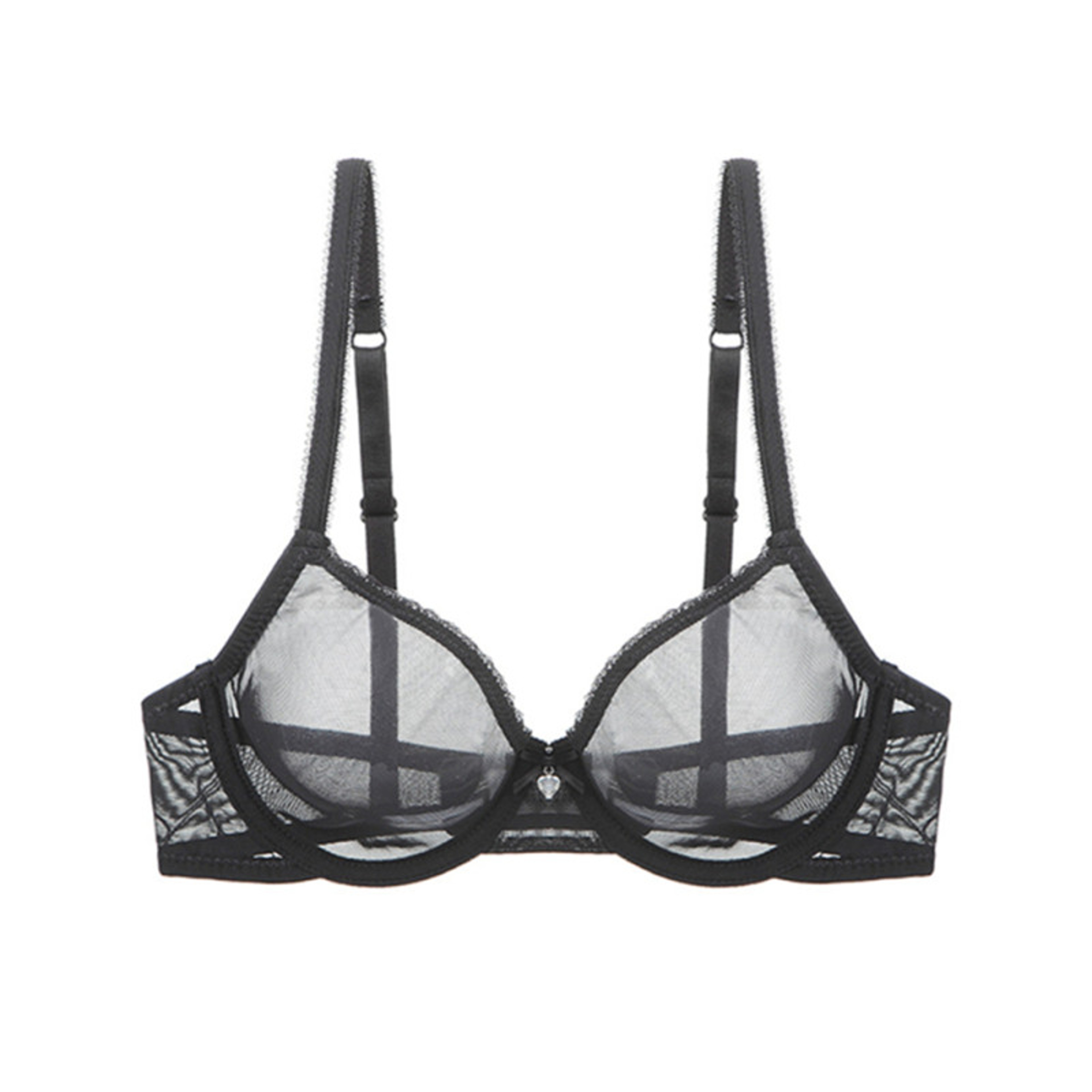 Womens Sheer Mesh Underwire Bra With Unlined Cups And Adjustable Straps 7
