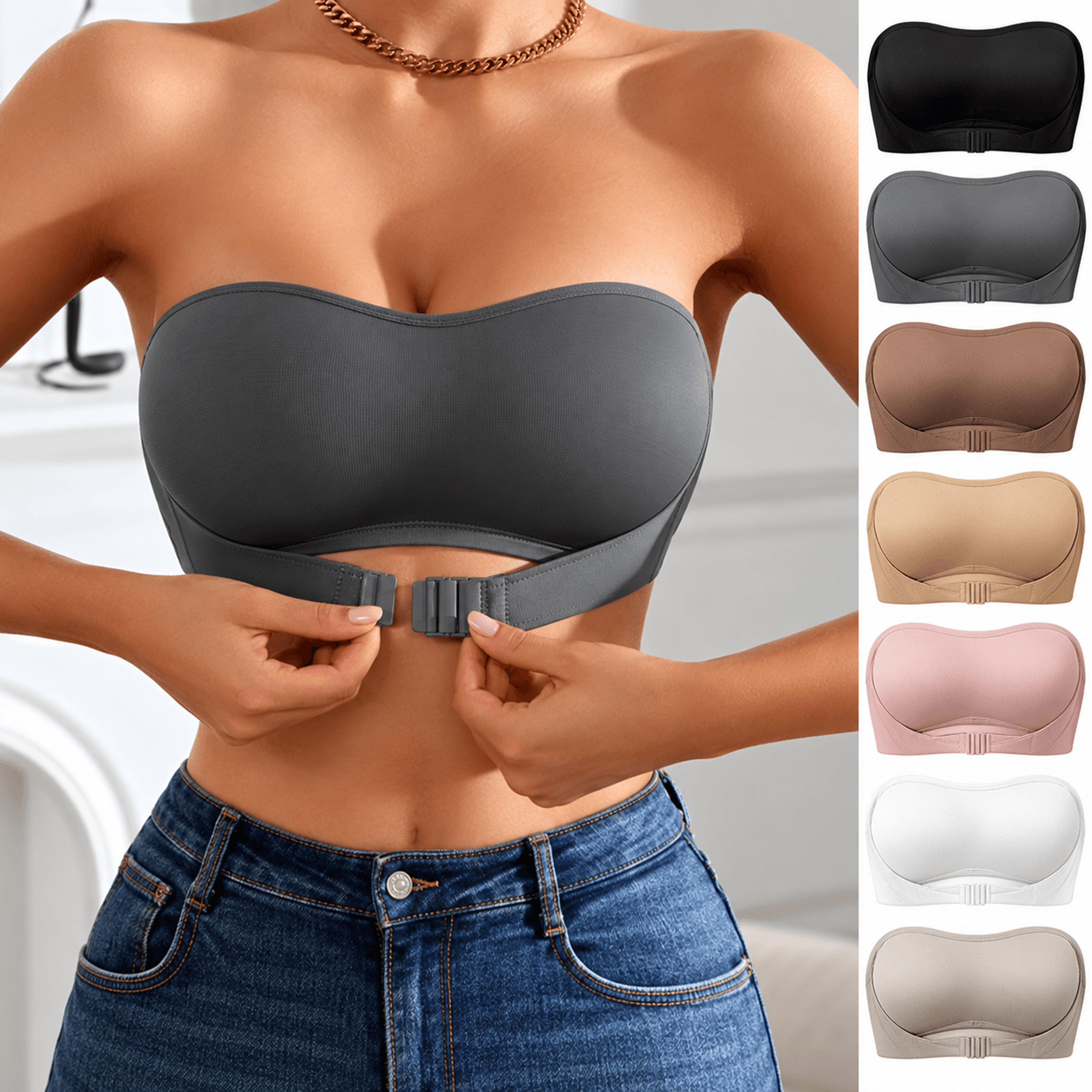 Seamless Strapless Bra For Women Wire Free Ice Silk Full Cup Bralette 0