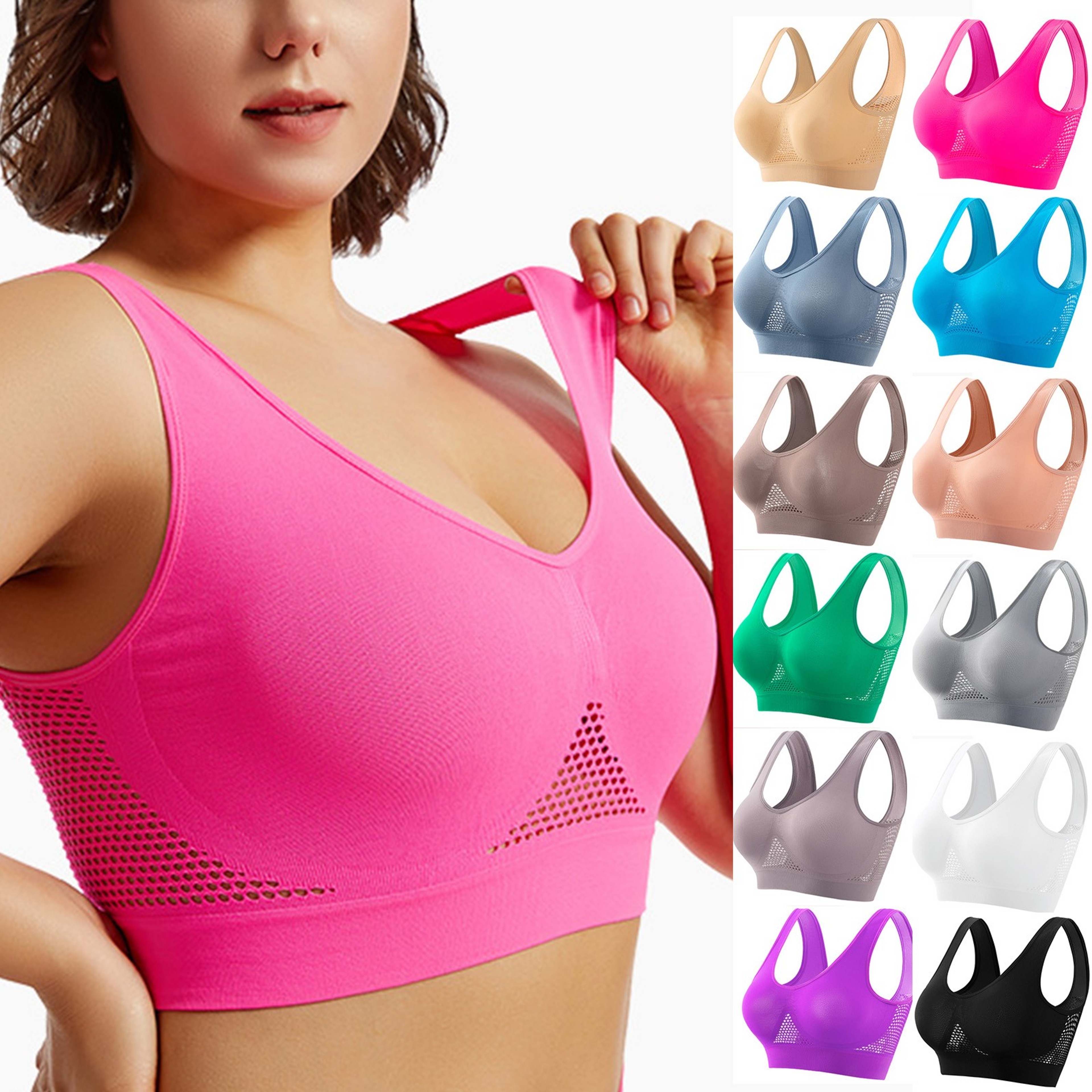 Womens High Support Sports Bra with Breathable Knit Fabric for Running and Yoga – view 2