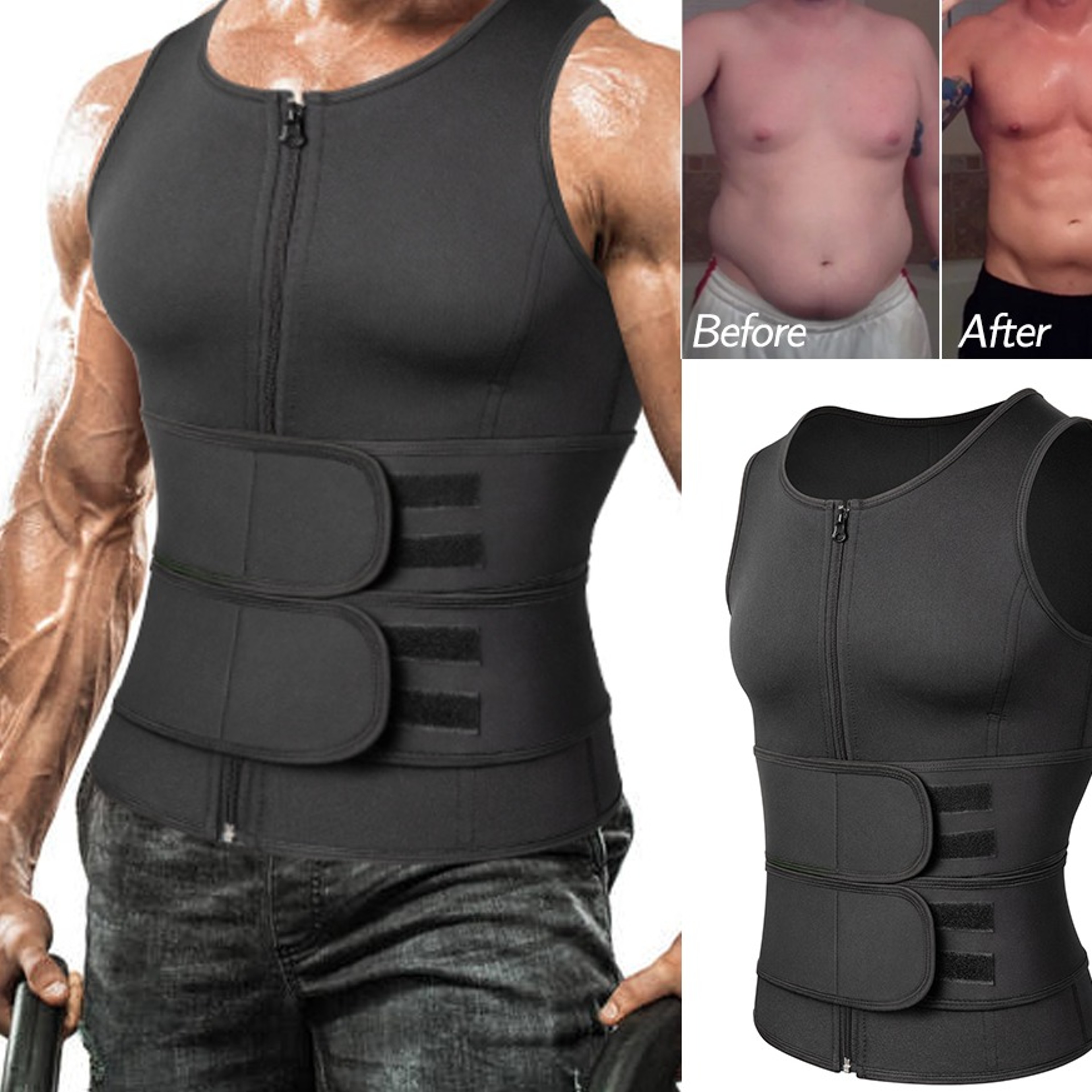 Mens Waist Trainer Sauna Vest with Compression Fit for Workoutsjpg