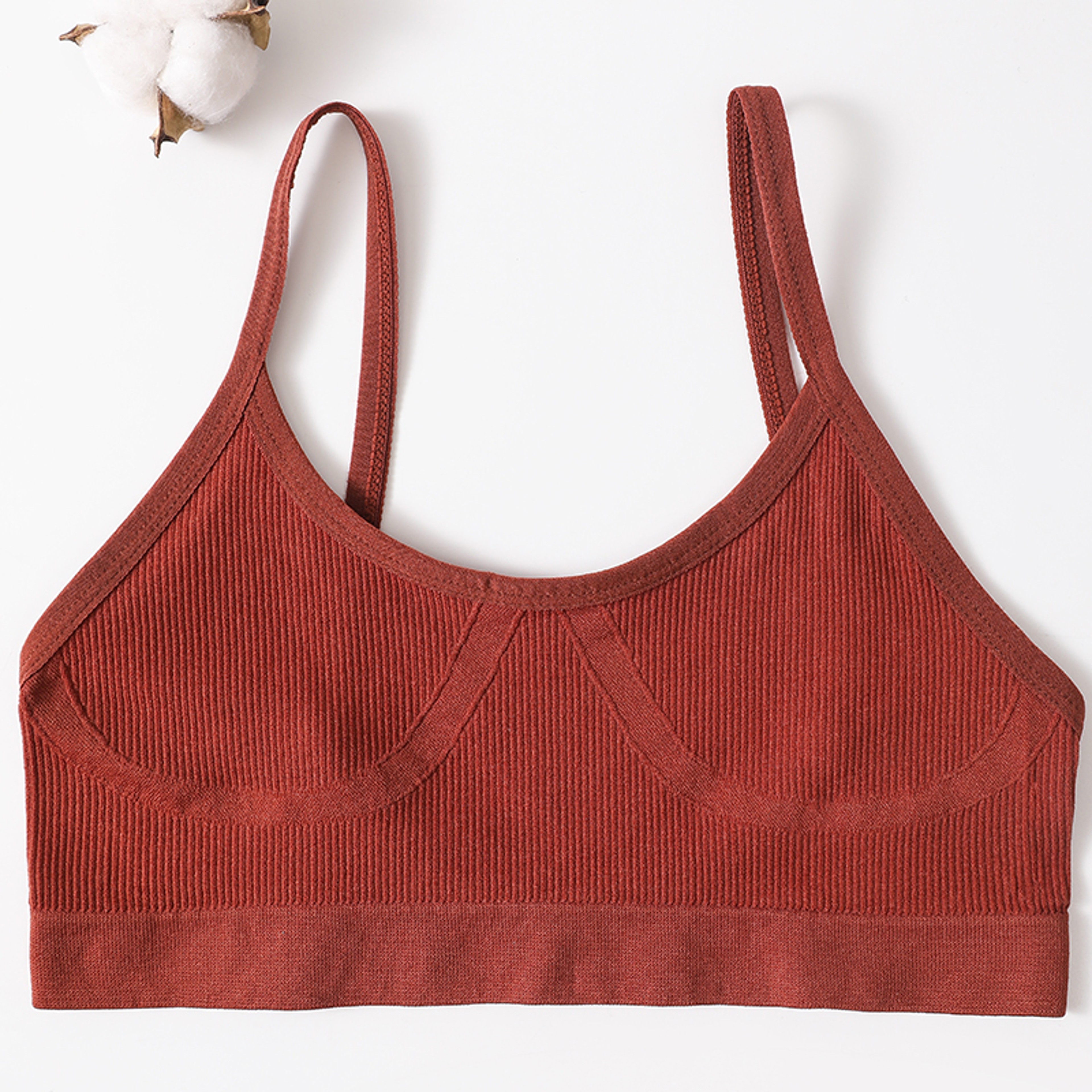 Womens Seamless Ribbed Wireless Bralette with U Back Design – view 9