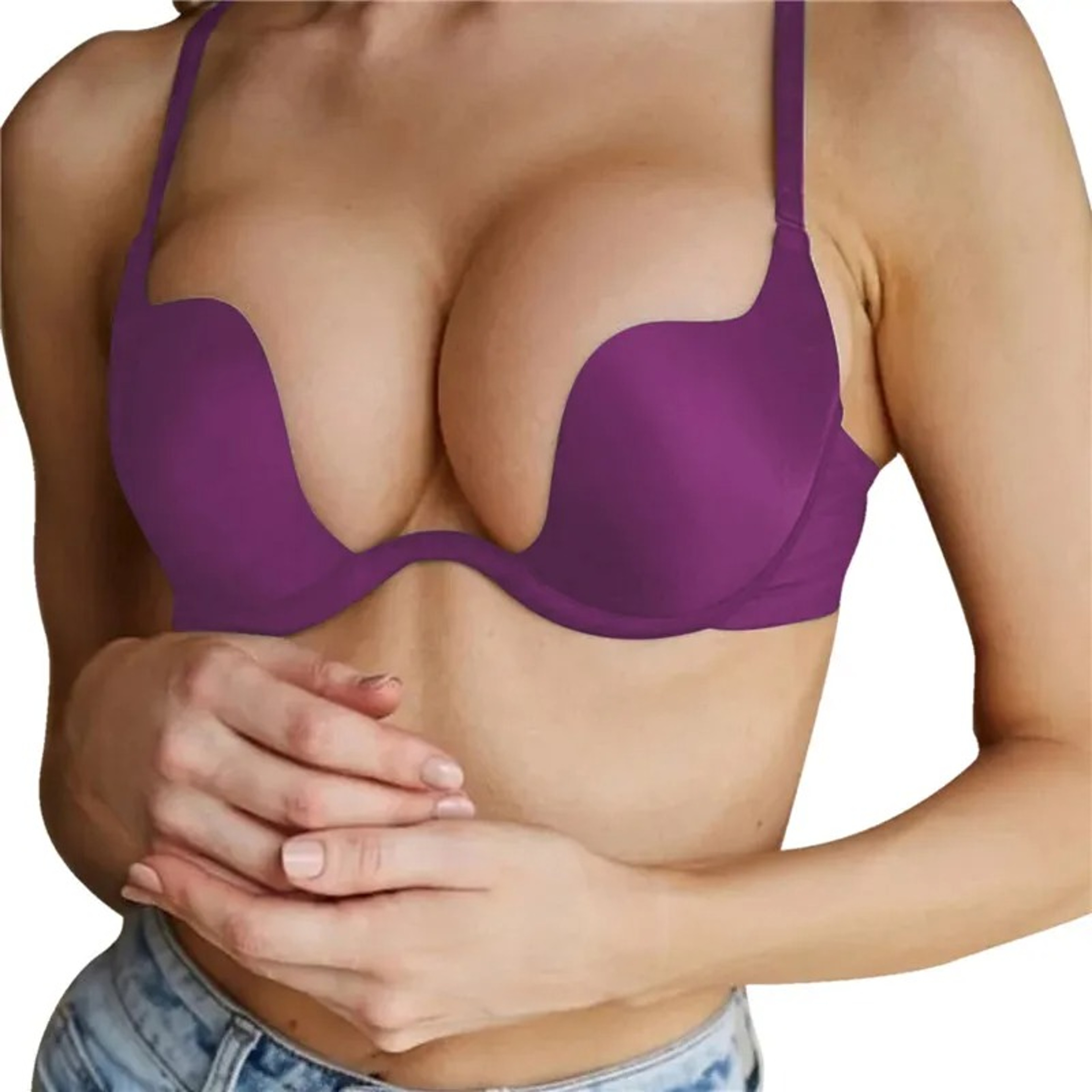 Womens Backless Push Up Bra With Deep V Neckline And Breathable Knit Fabric 9