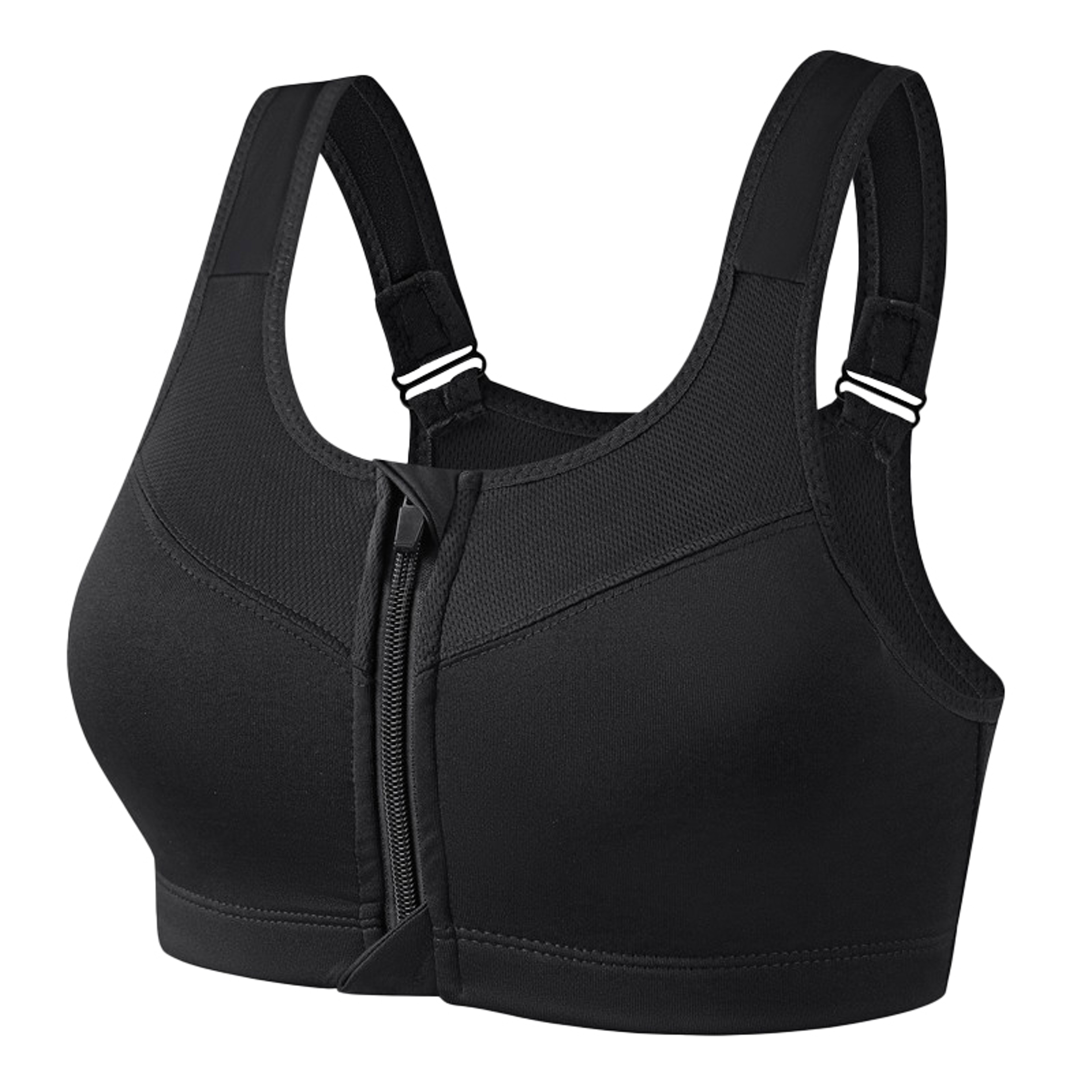 Womens Front Zip Sports Bra With Push Up Support And Breathable Fabric 2
