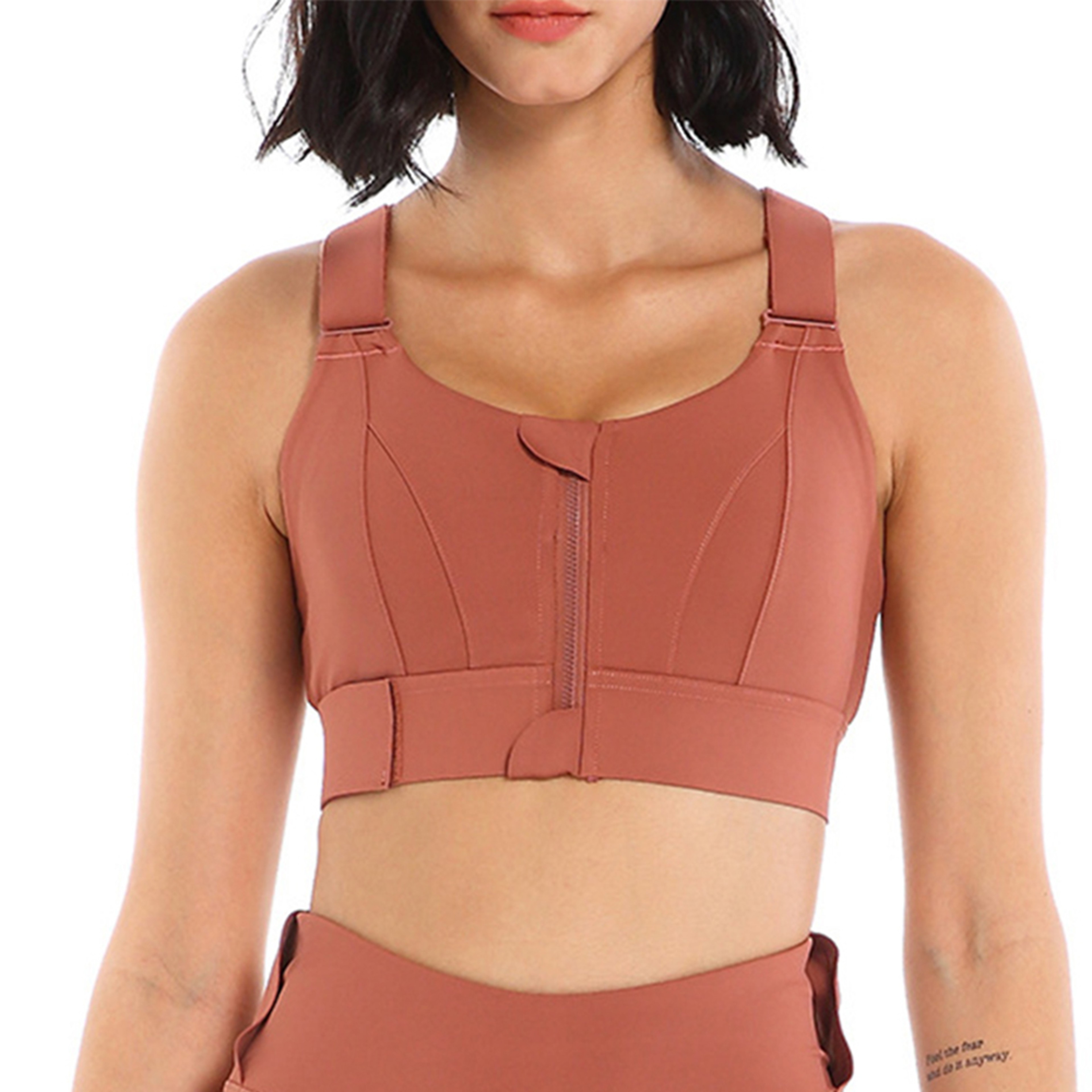 Womens Front Zip Sports Bra with Adjustable Straps for Yoga and Fitness – view 1