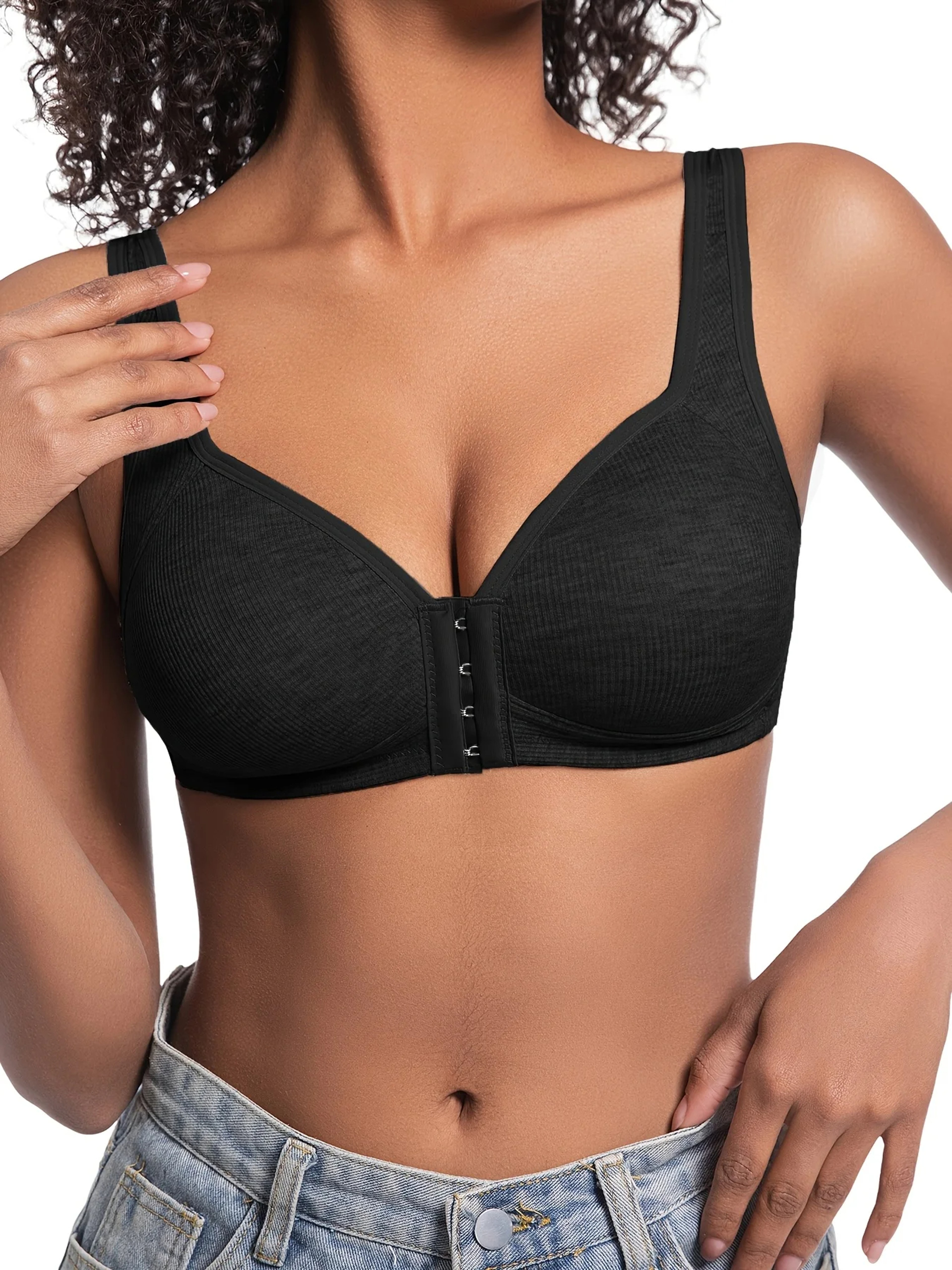 Womens Wire Free Front Closure Bra with Full Coverage Cups – view 3
