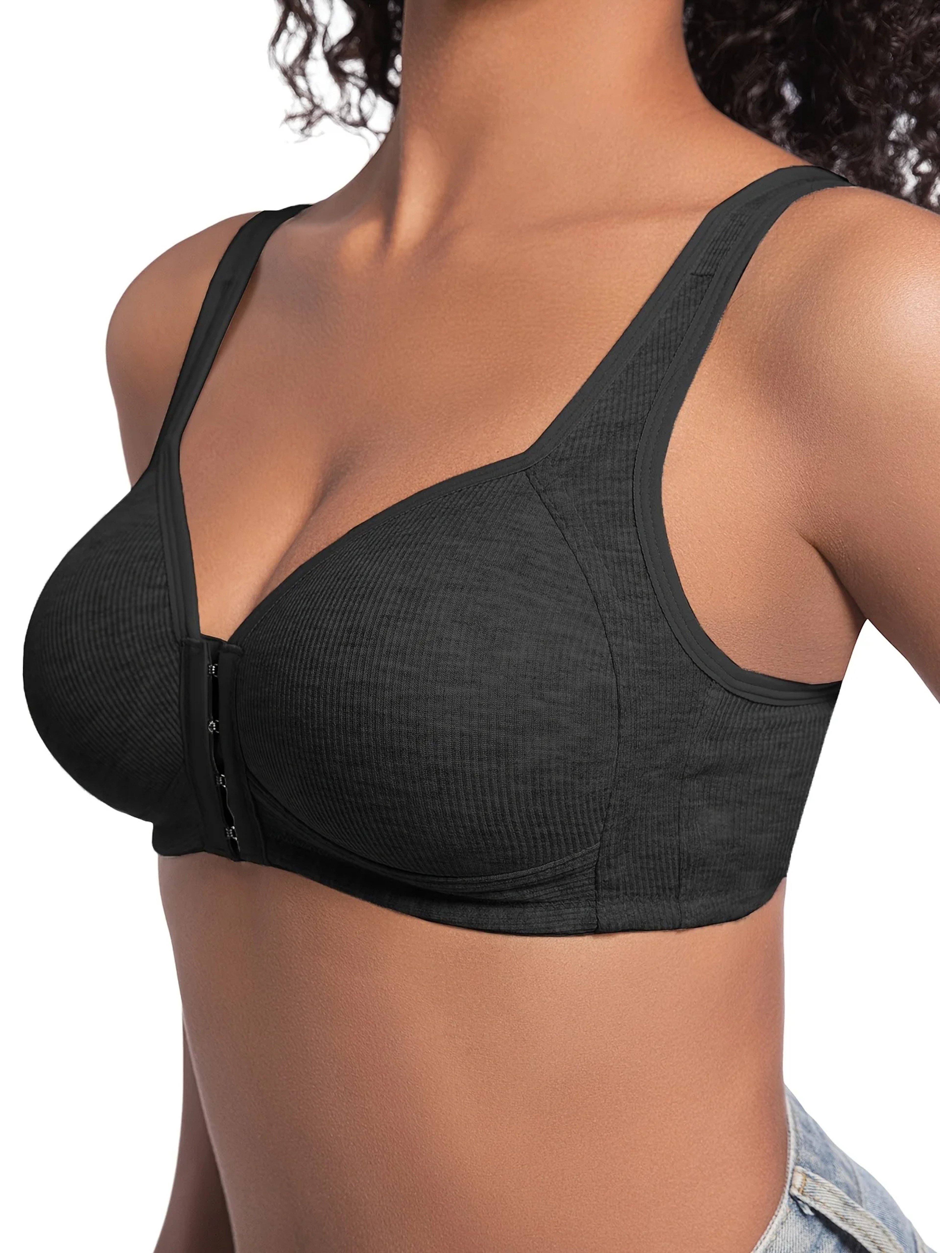 Womens Wire Free Front Closure Bra with Full Coverage Cups – view 2