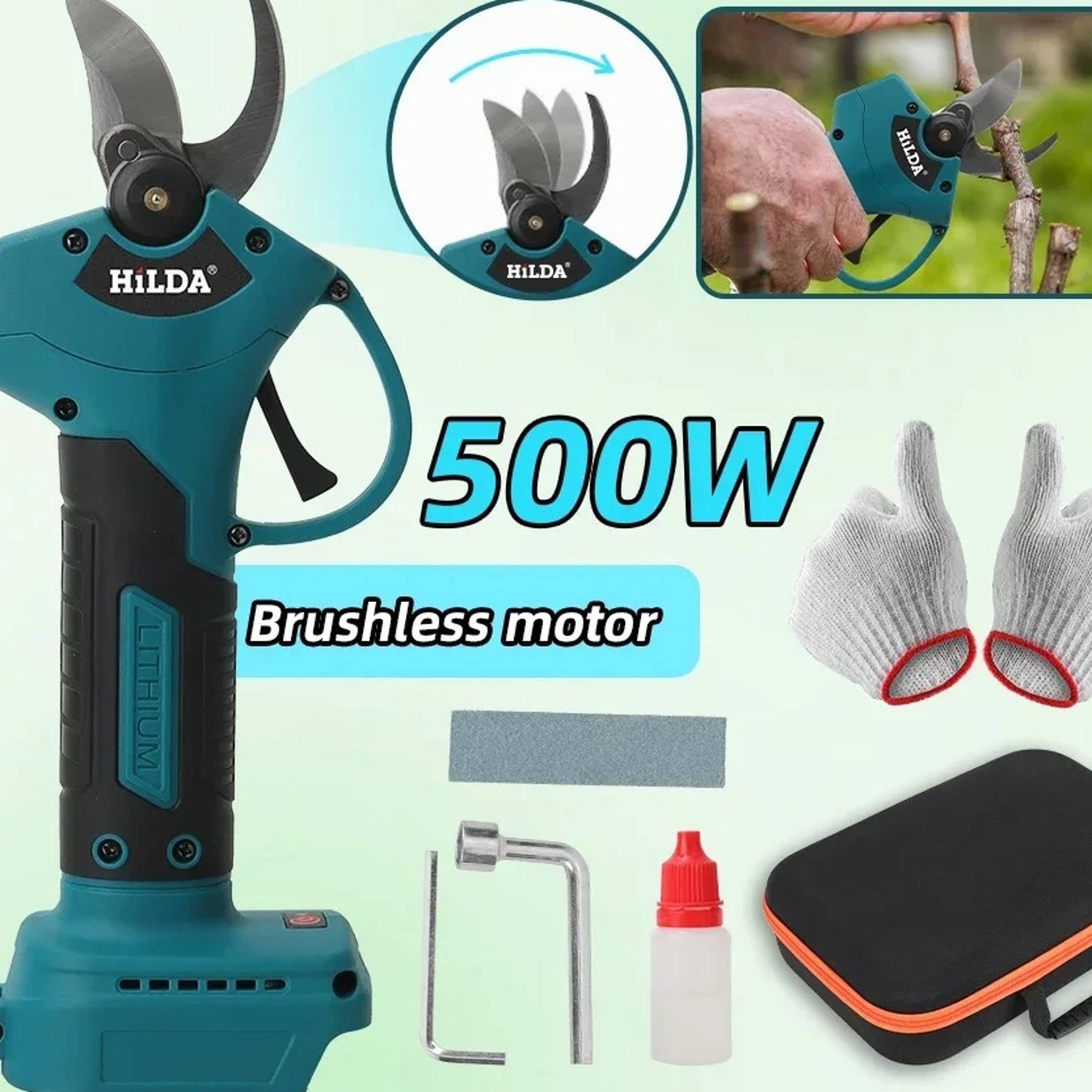 Brushless Cordless Electric Pruning Shears with Stainless Steel Blades for Makita 18V Batteriesjpg