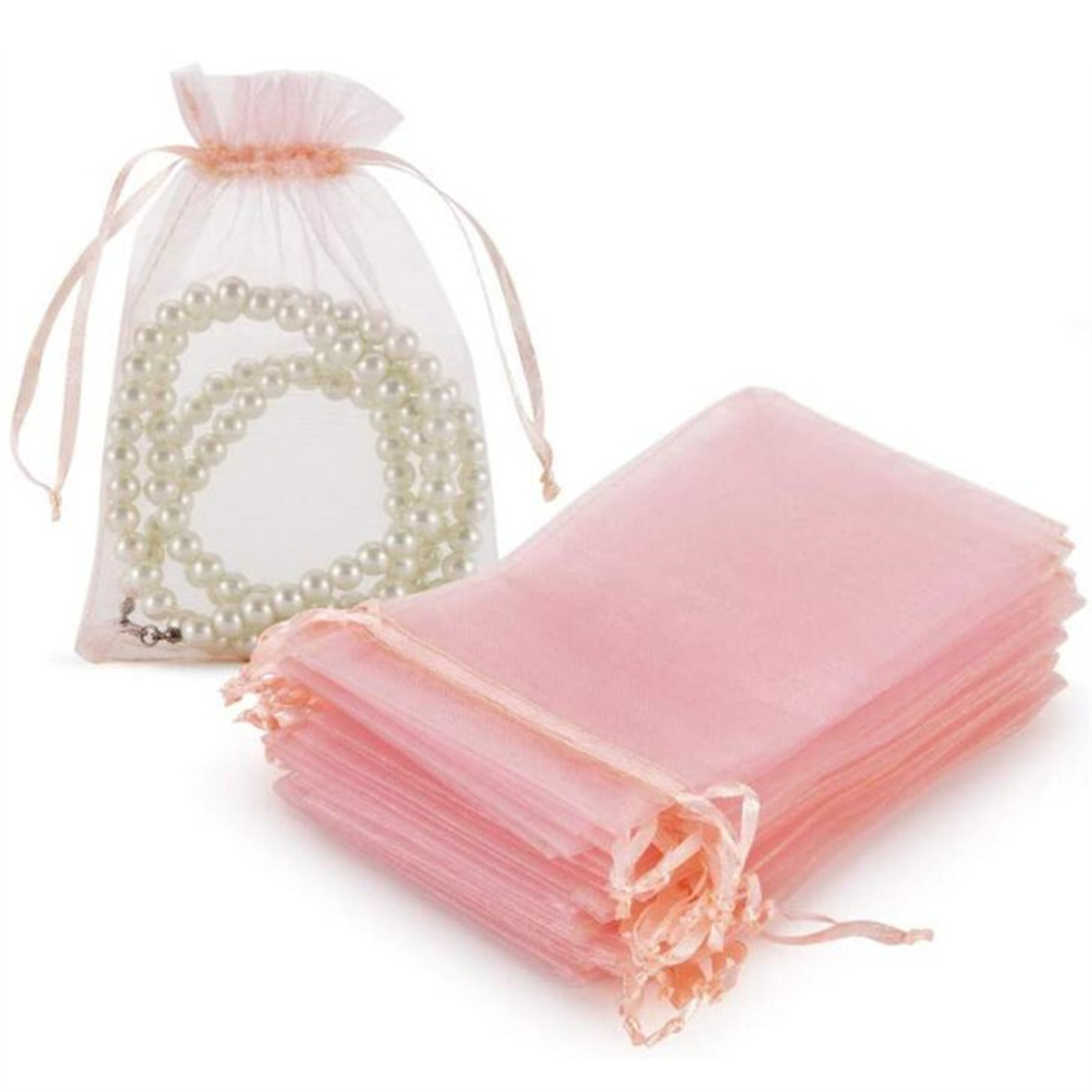 Fifty Pack Organza Drawstring Gift Bags for Jewelry Wedding Favors and Small Business Packaging – view 10