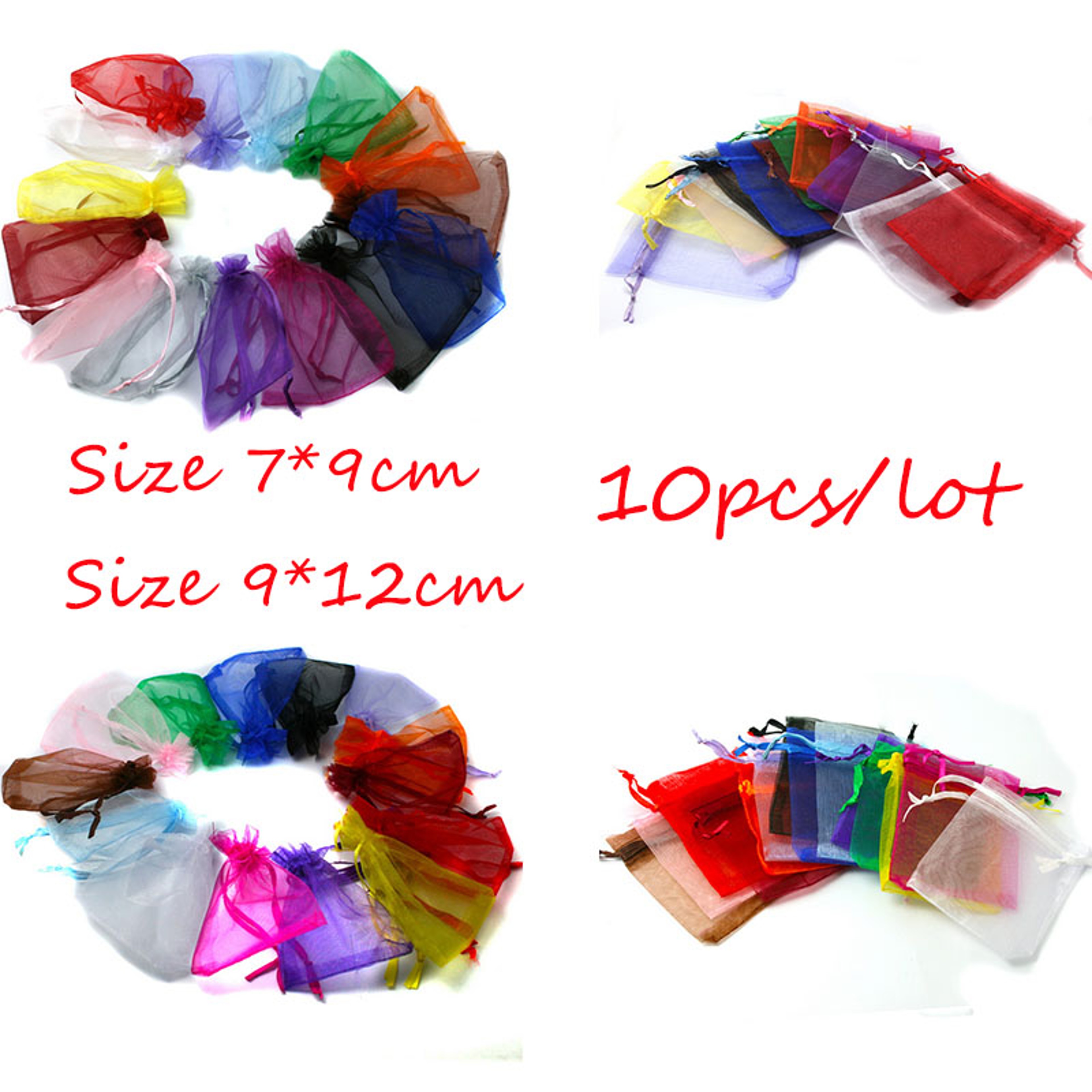 Ten Pack Organza Drawstring Jewelry Gift Pouches for Weddings and Party Favors – view 1