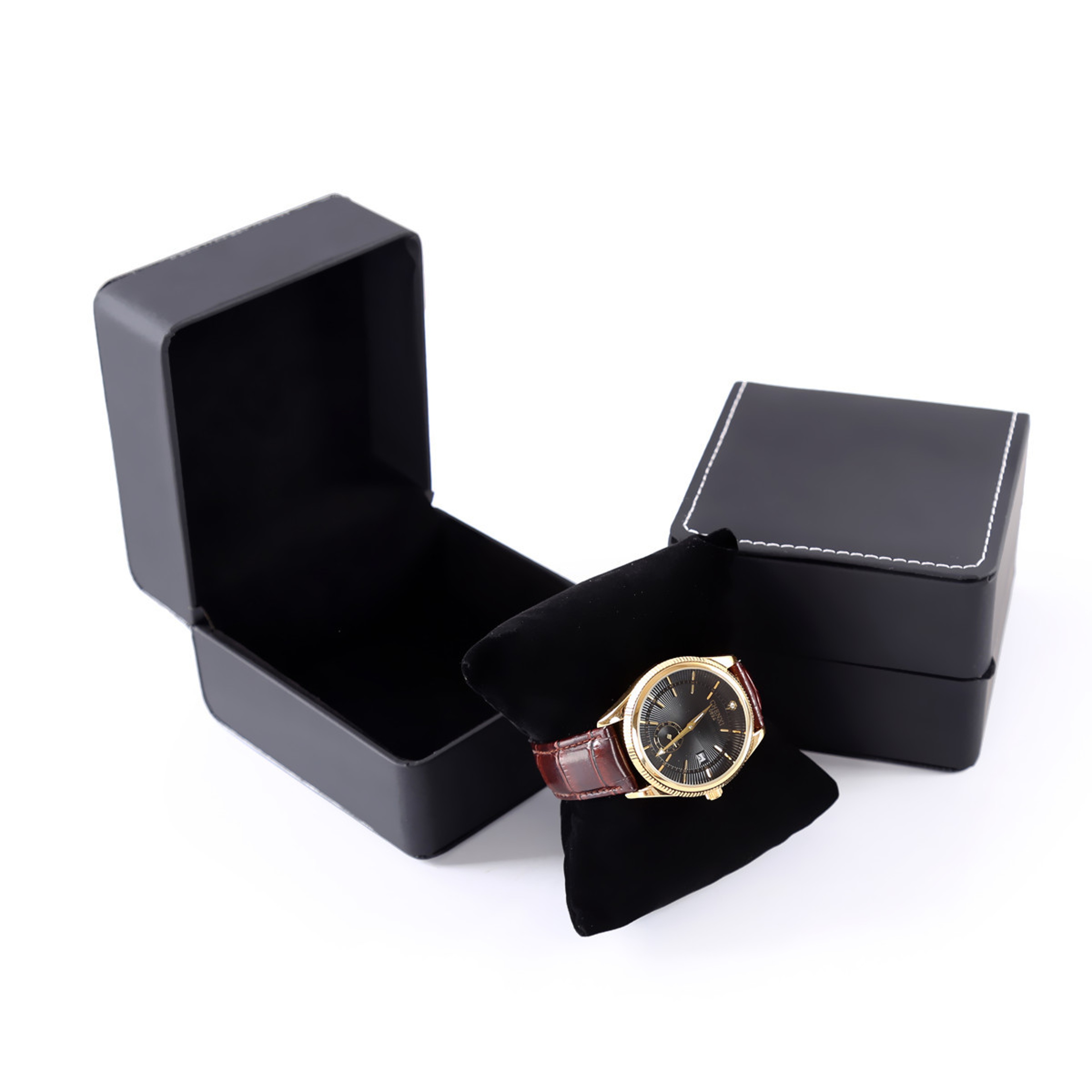 PU Leather Watch Box with Rounded Corners for Jewelry and Bracelet Storage – view 4