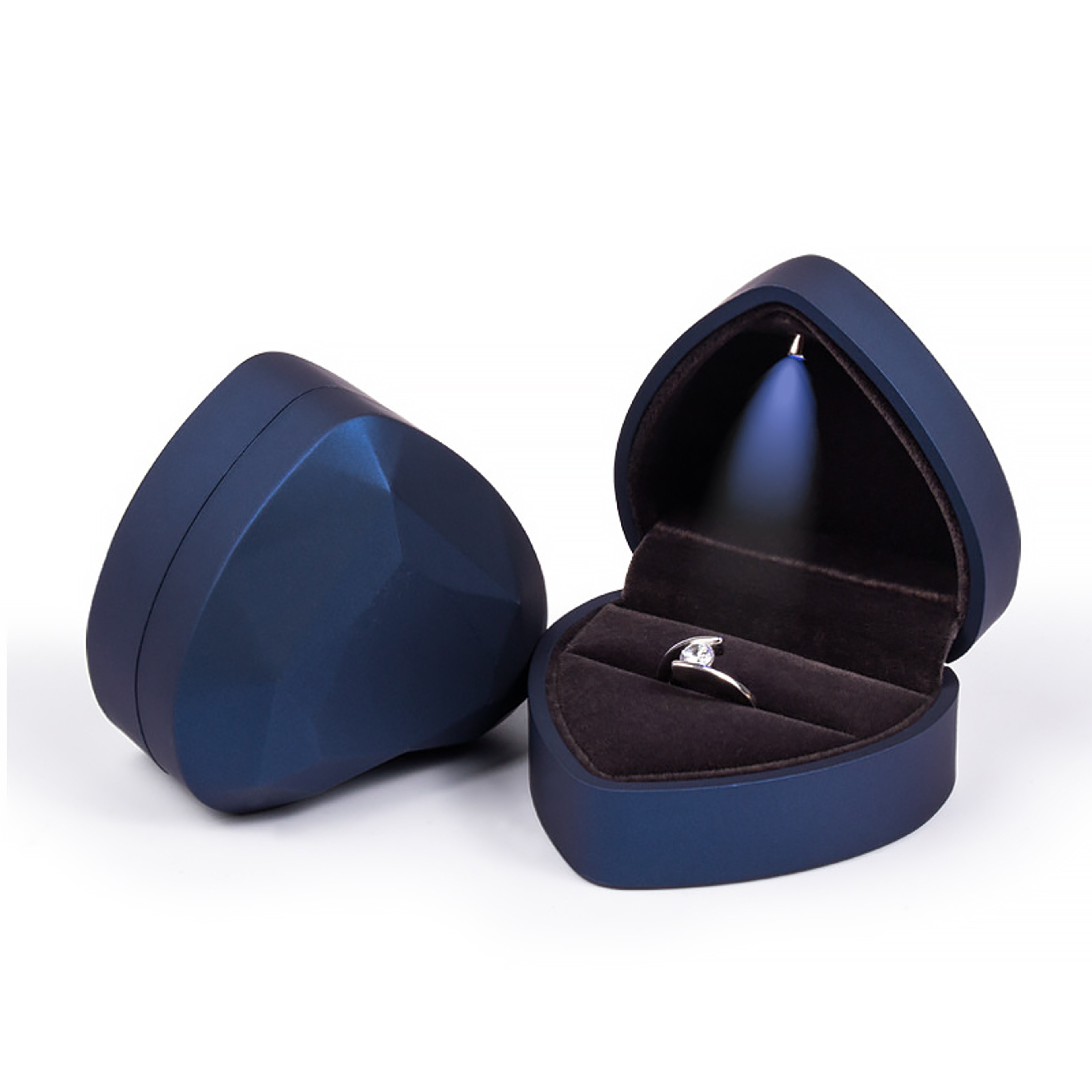 LED Light Ring Box Heart and Square Velvet Jewelry Display Case – view 15