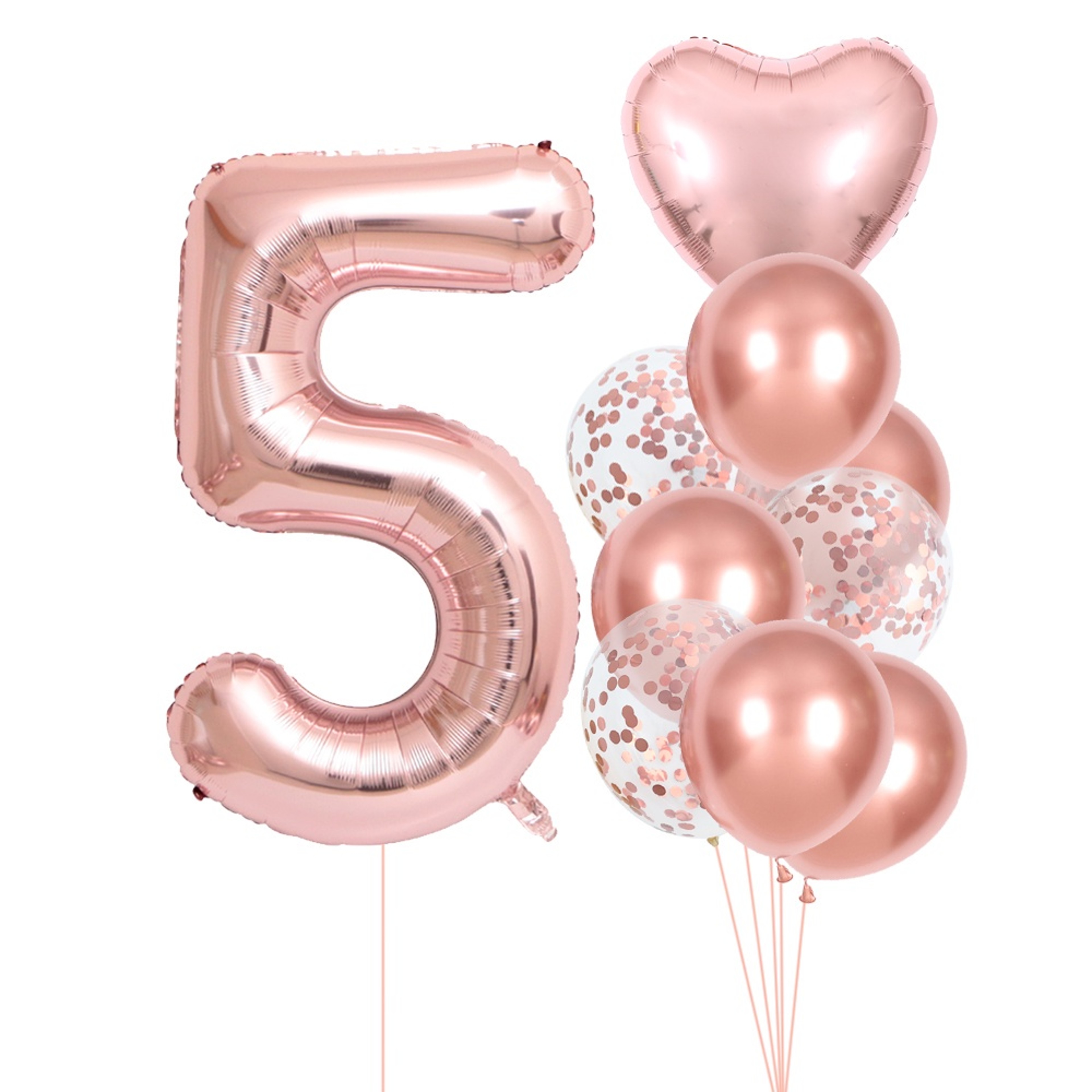 Rose Gold Foil Balloons Number And Heart Party Decorations 11