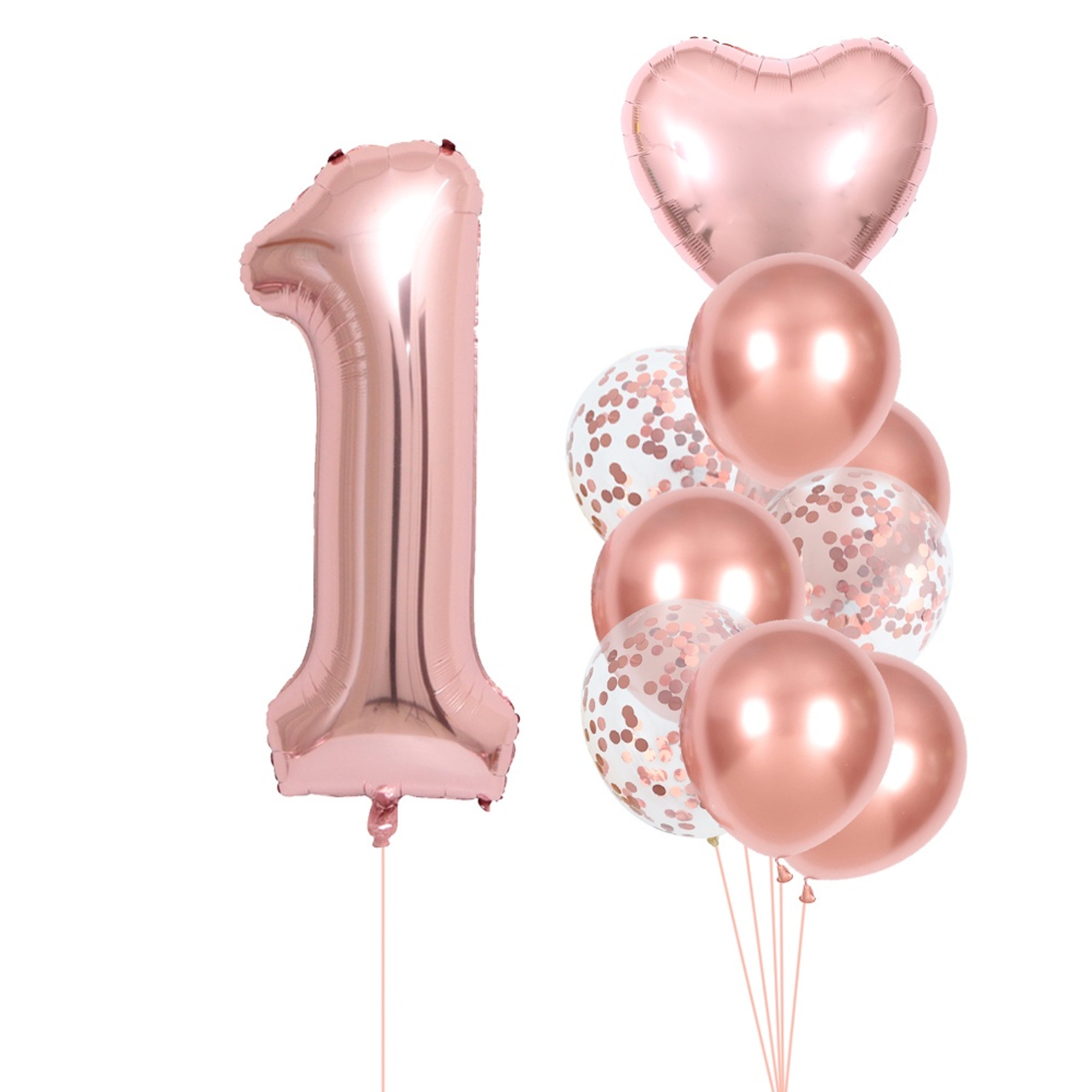 Rose Gold Foil Balloons Number And Heart Party Decorations 7