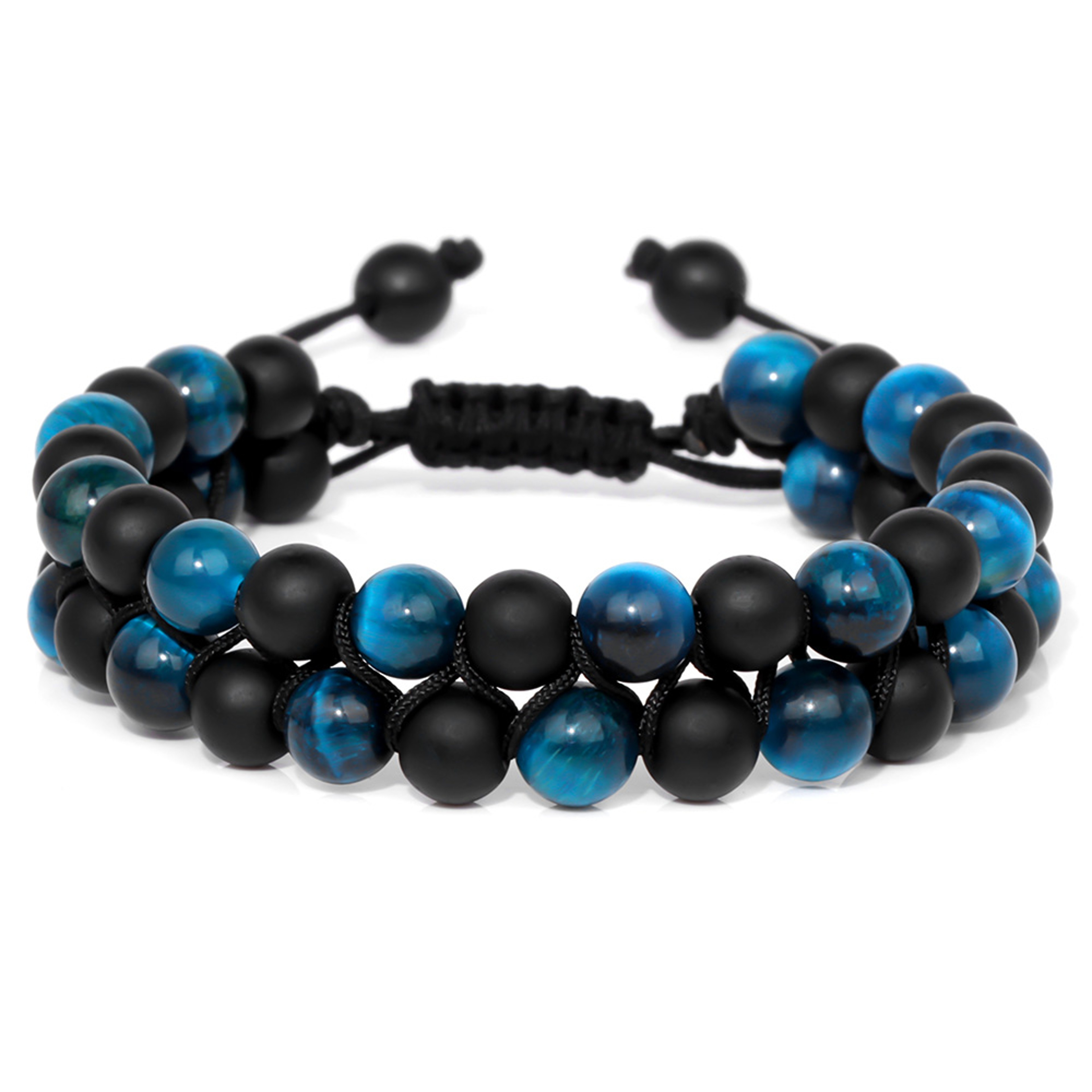Natural Tiger Eye And Hematite Double Layer Beaded Bracelet 10
