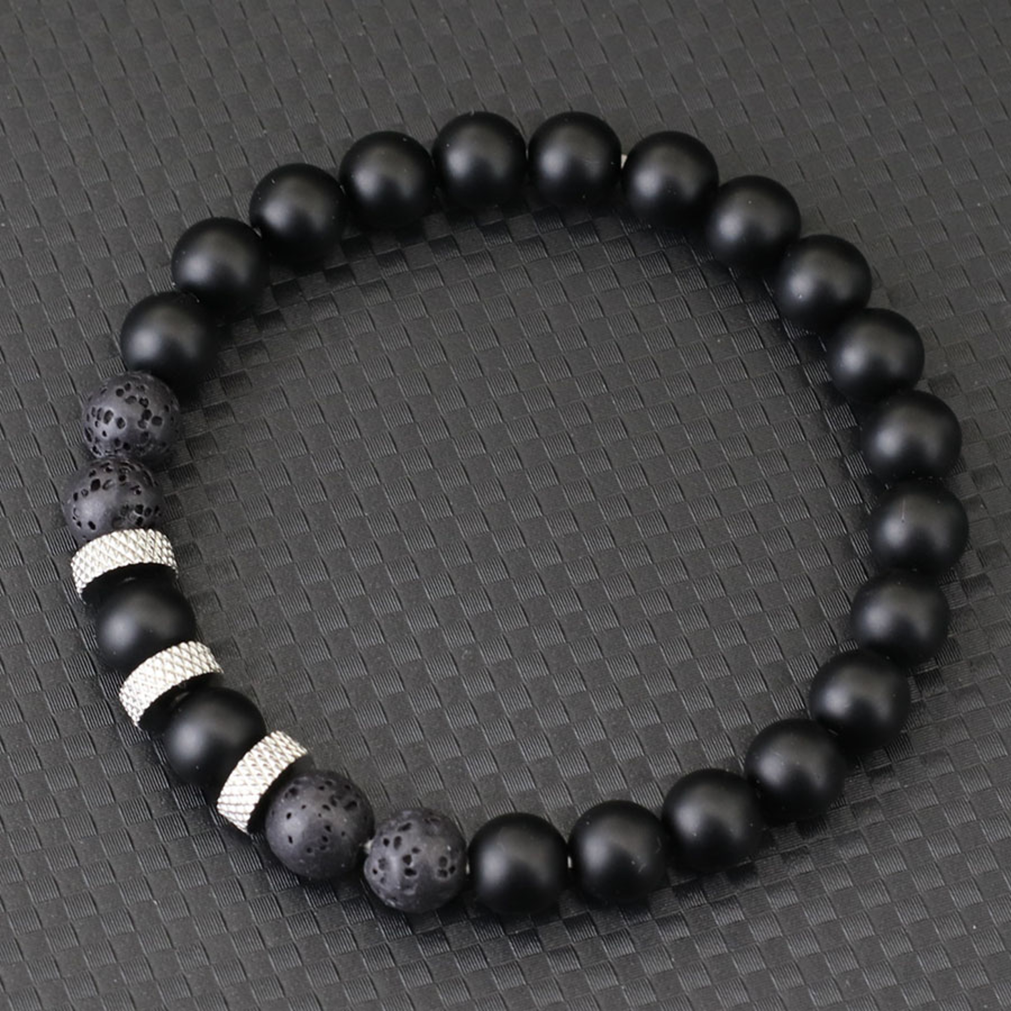 Mens Synthetic Crystal Beaded Bracelet with Tiger Eye and Phoenix Styles – view 7