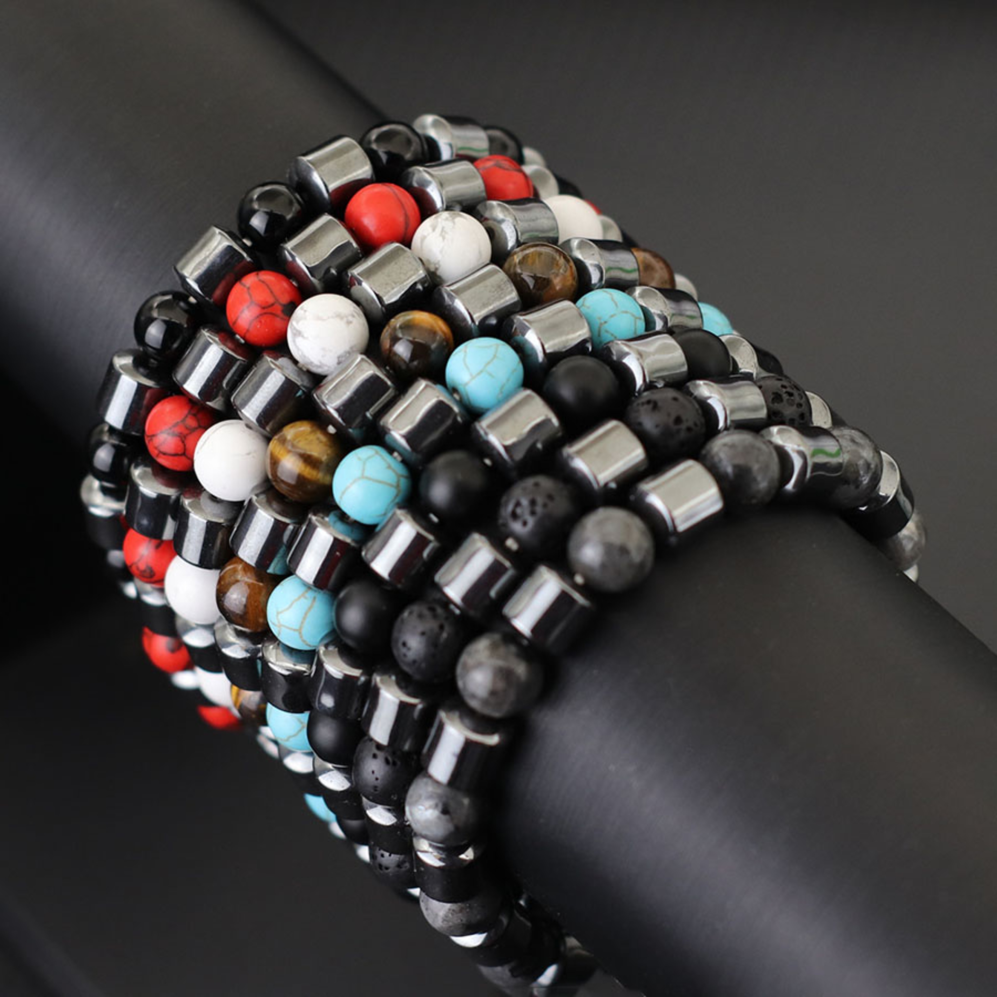 Mens Irregular Stone Beaded Bracelet for Casual and Everyday Wear – view 5