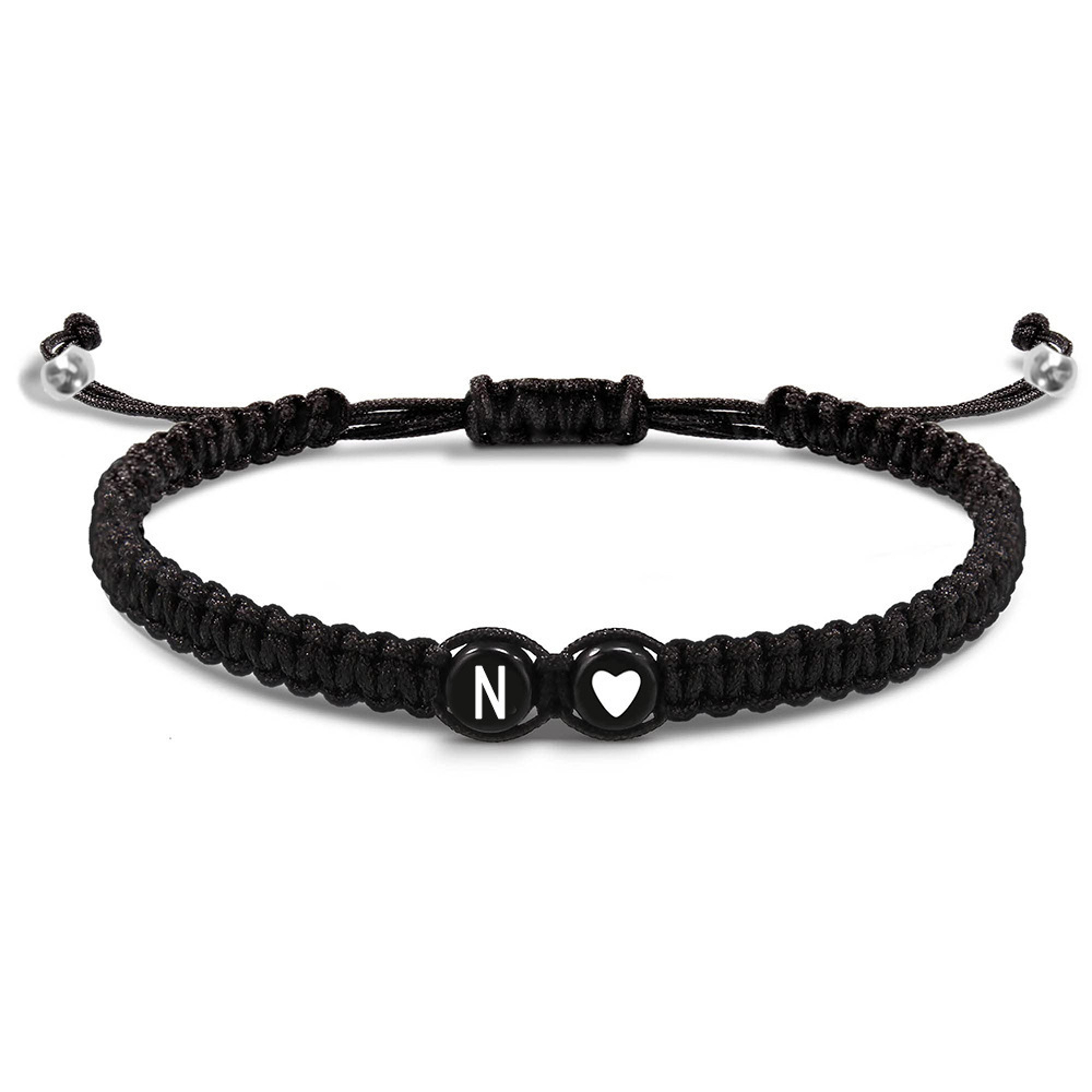 Personalized Initial Heart Bracelet Adjustable Braided Friendship Jewelry 19