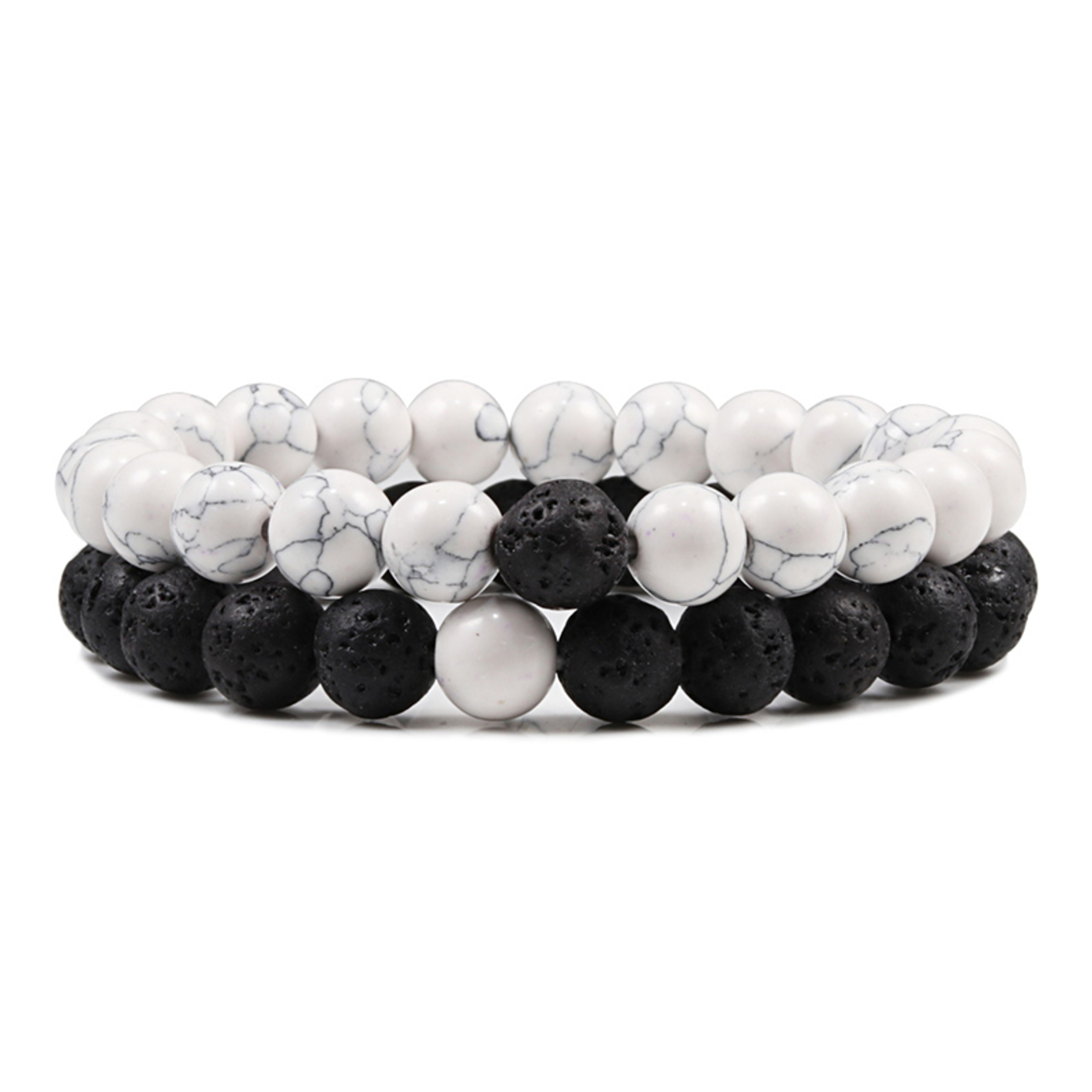 Natural Tiger Stone and Onyx Beaded Couple Bracelets Set – view 20