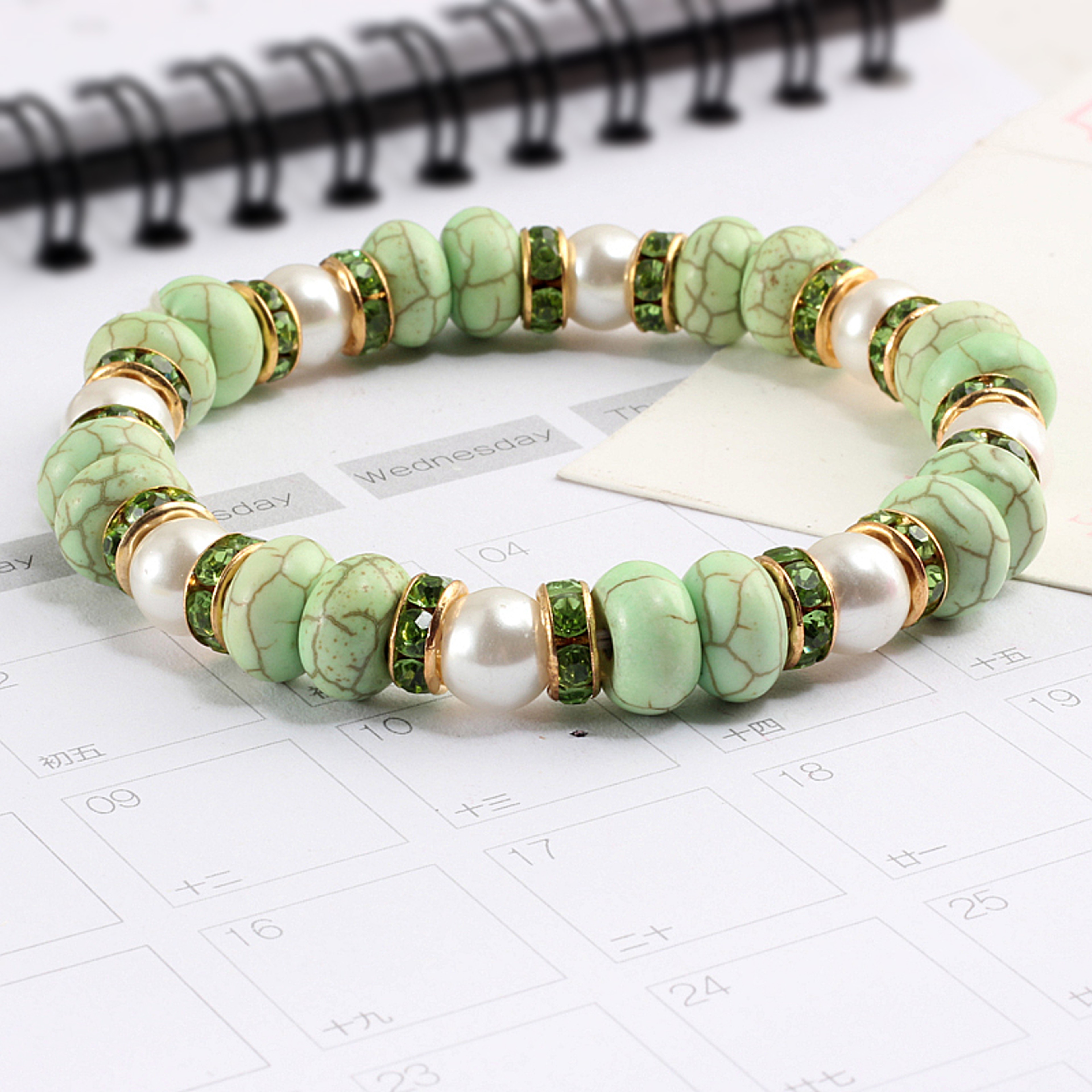 Natural Stone Beaded Elastic Bracelet for Men and Women – view 1