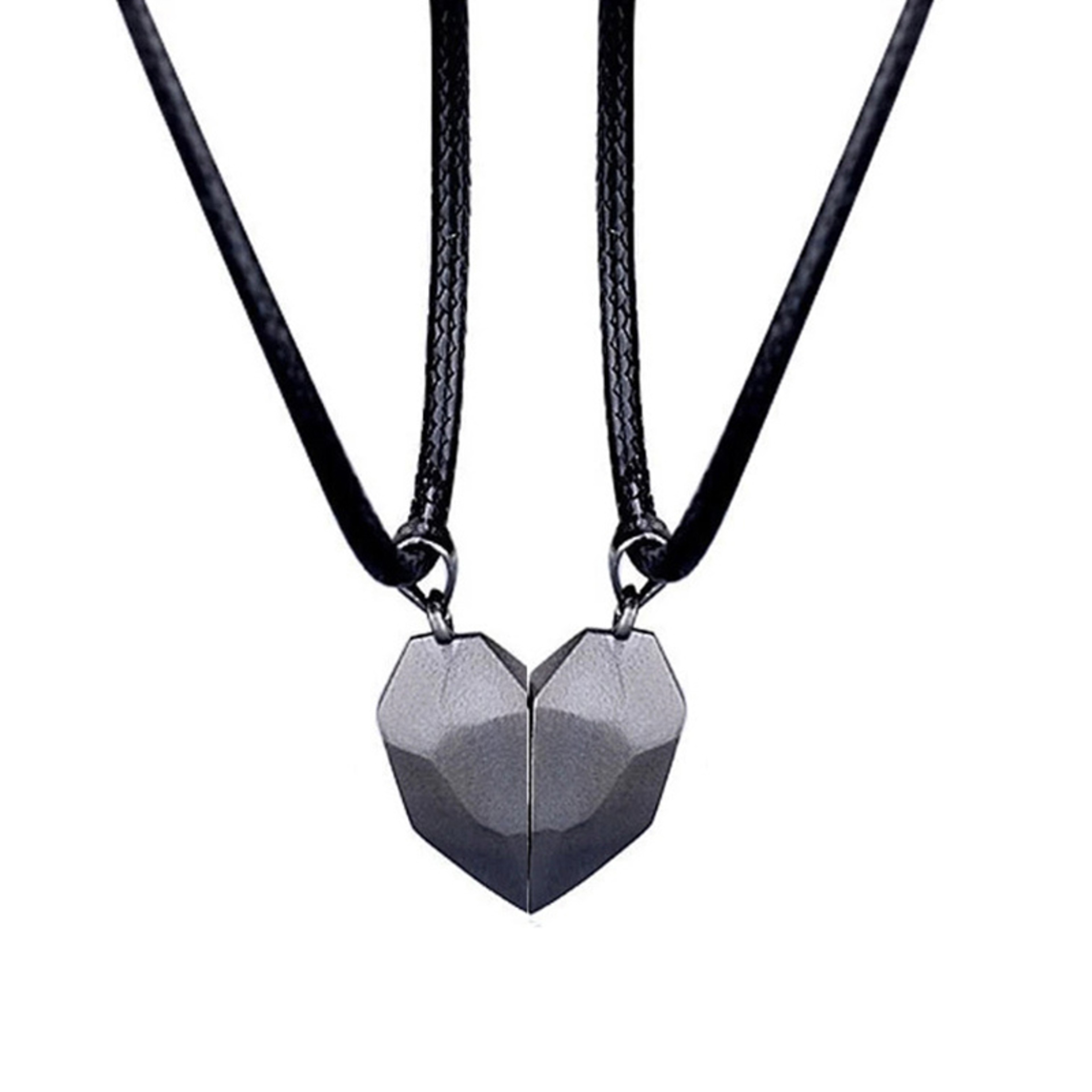 Magnetic Heart Couple Pendant Necklace with ECG Design – view 8