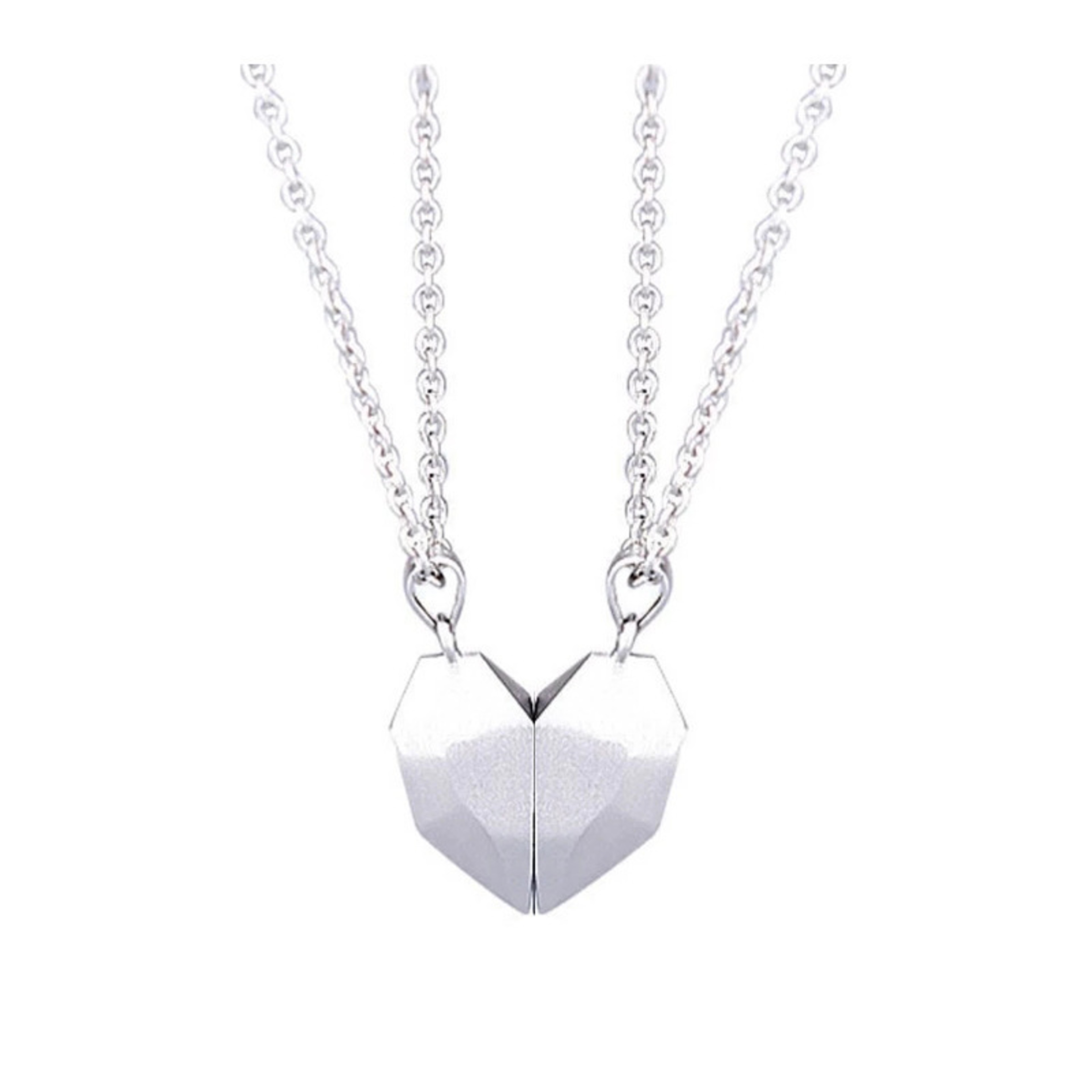 Magnetic Heart Couple Pendant Necklace with ECG Design – view 11