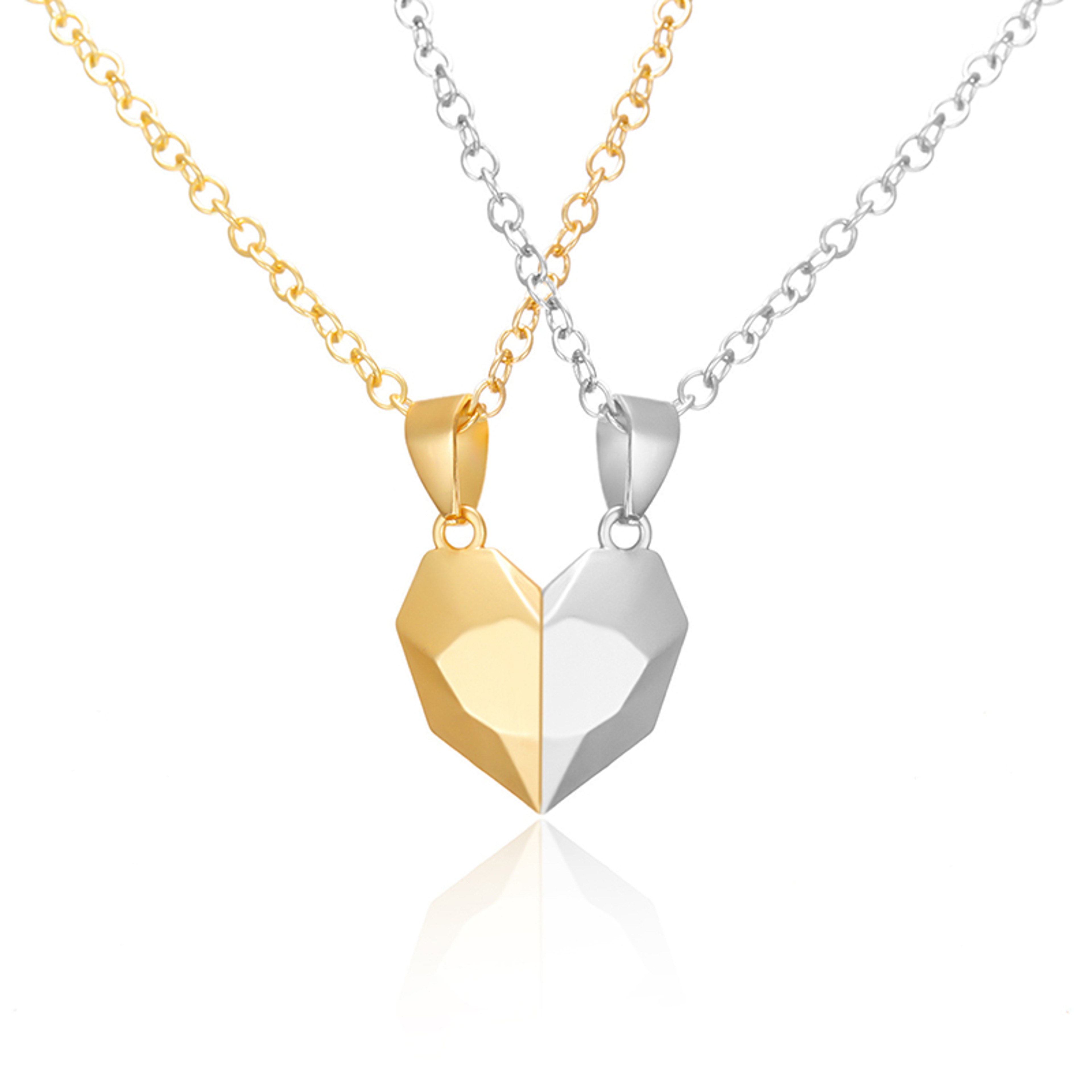 Magnetic Heart Couple Pendant Necklace with ECG Design – view 15