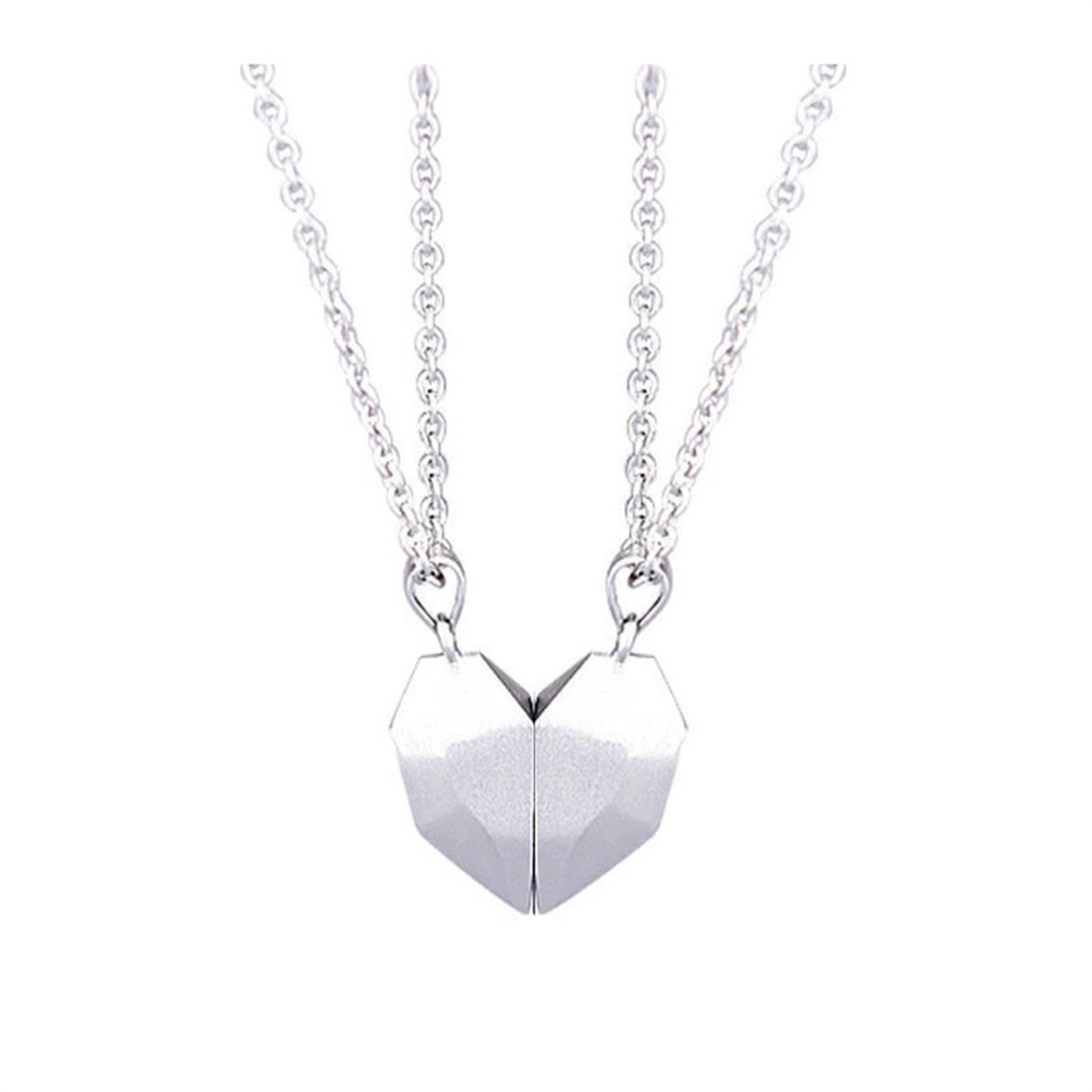 Two Piece Magnetic Heart Couple Necklaces with Matching Pendant Design – view 7