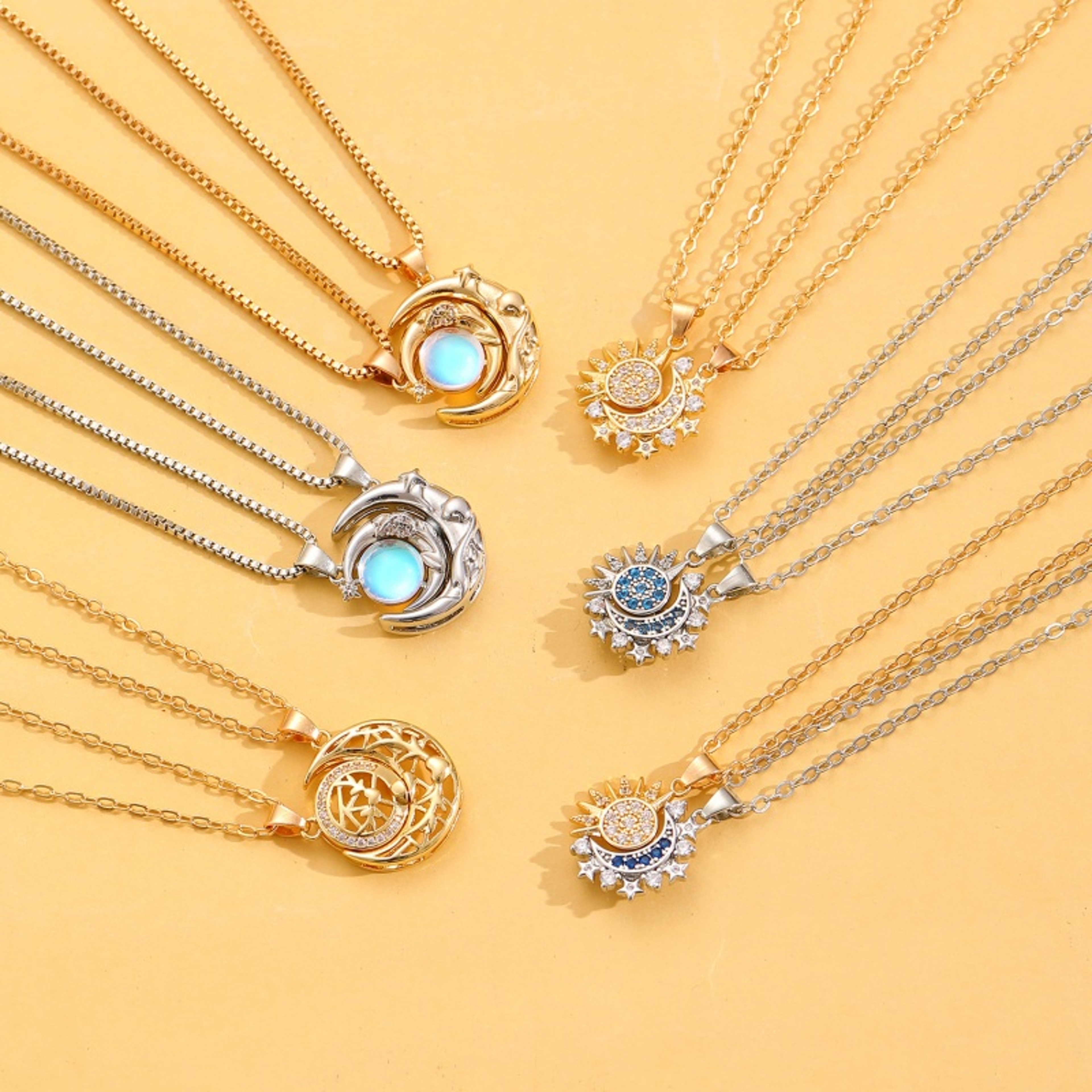 Magnetic Couple Necklaces Two Piece Matching Sun Moon Heart Pendant Set 2
